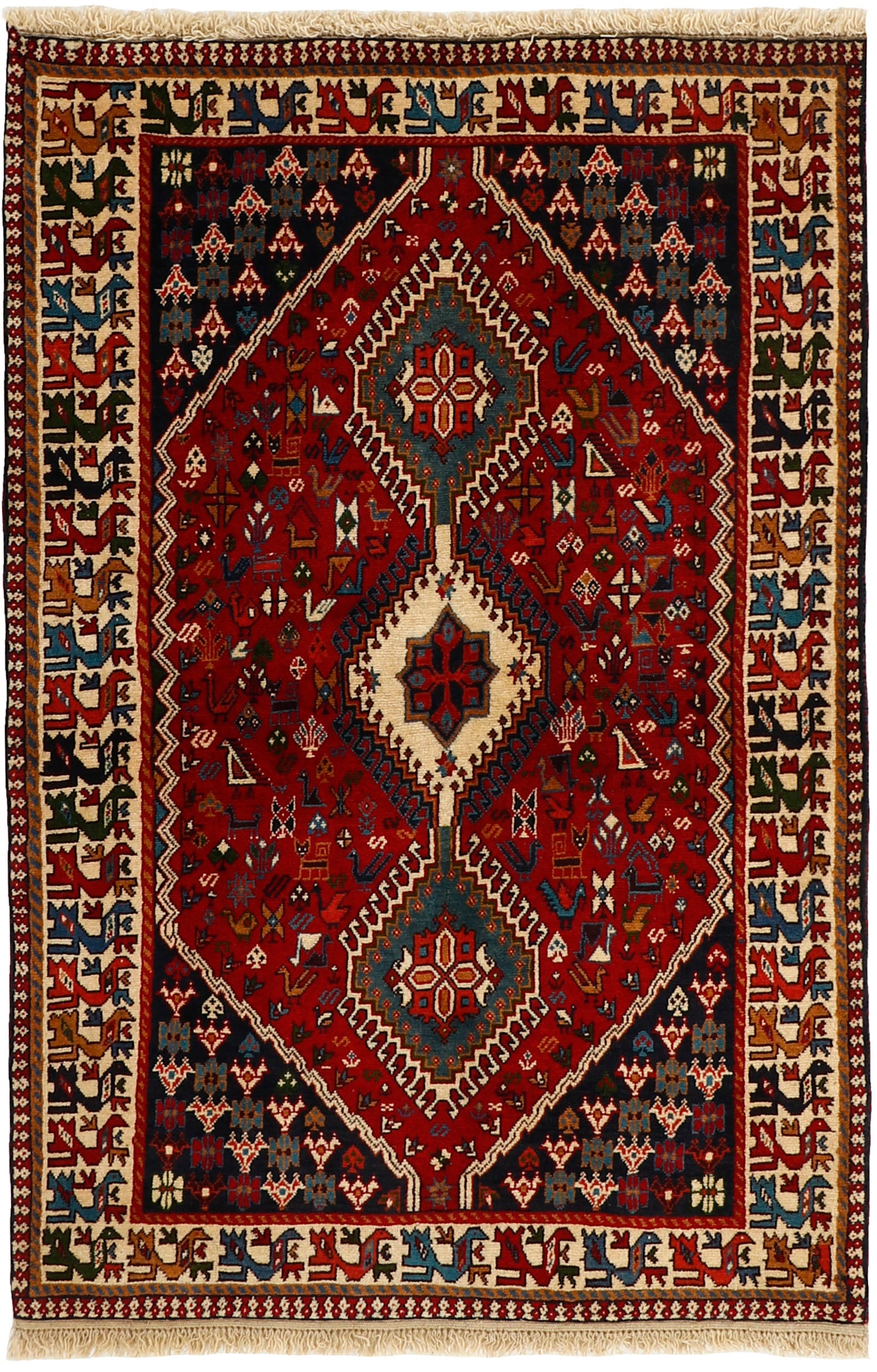 multicolour Authentic persian rug with a traditional design