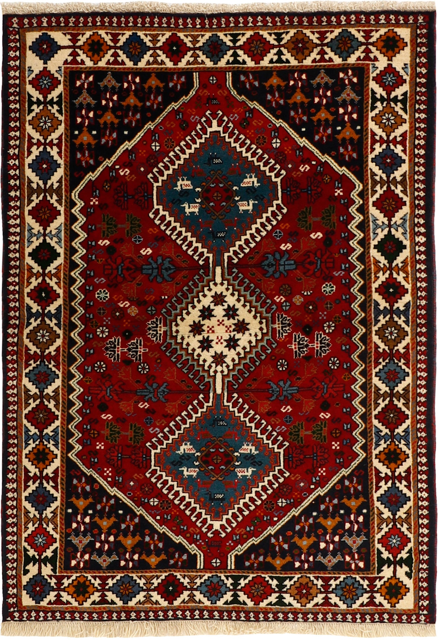 red Authentic persian rug with a traditional design