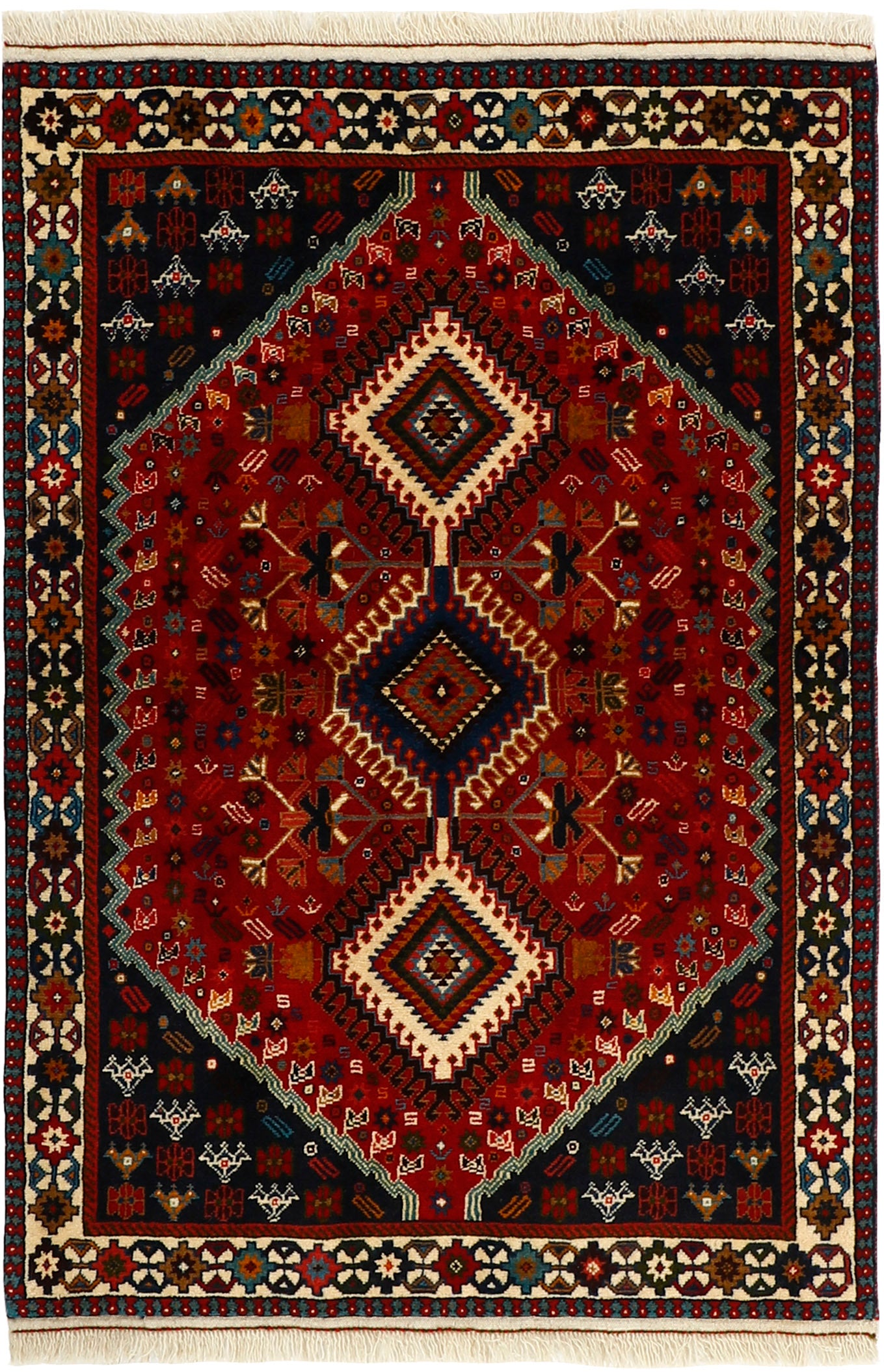 red Authentic persian rug with a traditional design