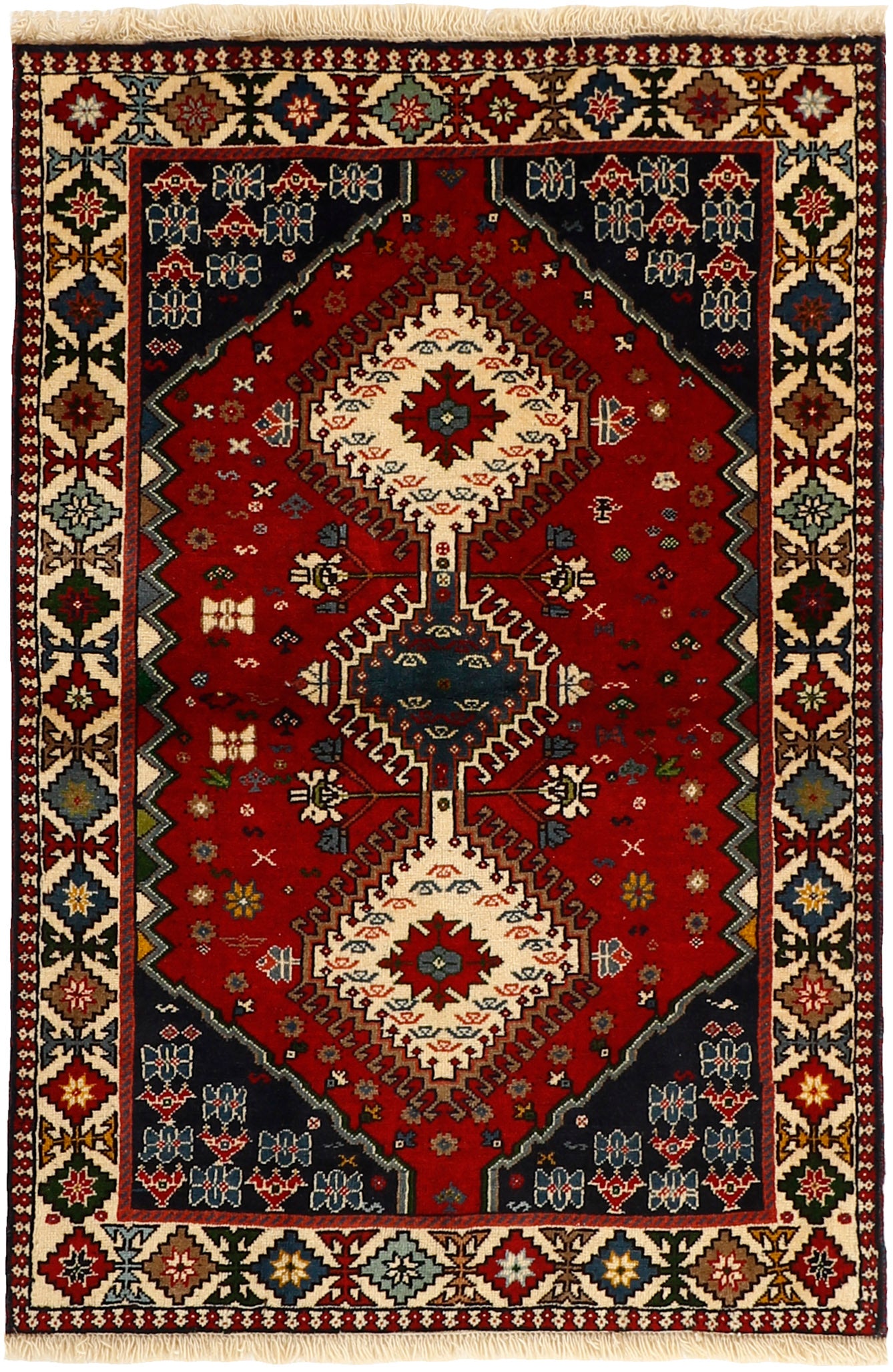 red Authentic persian rug with a traditional design