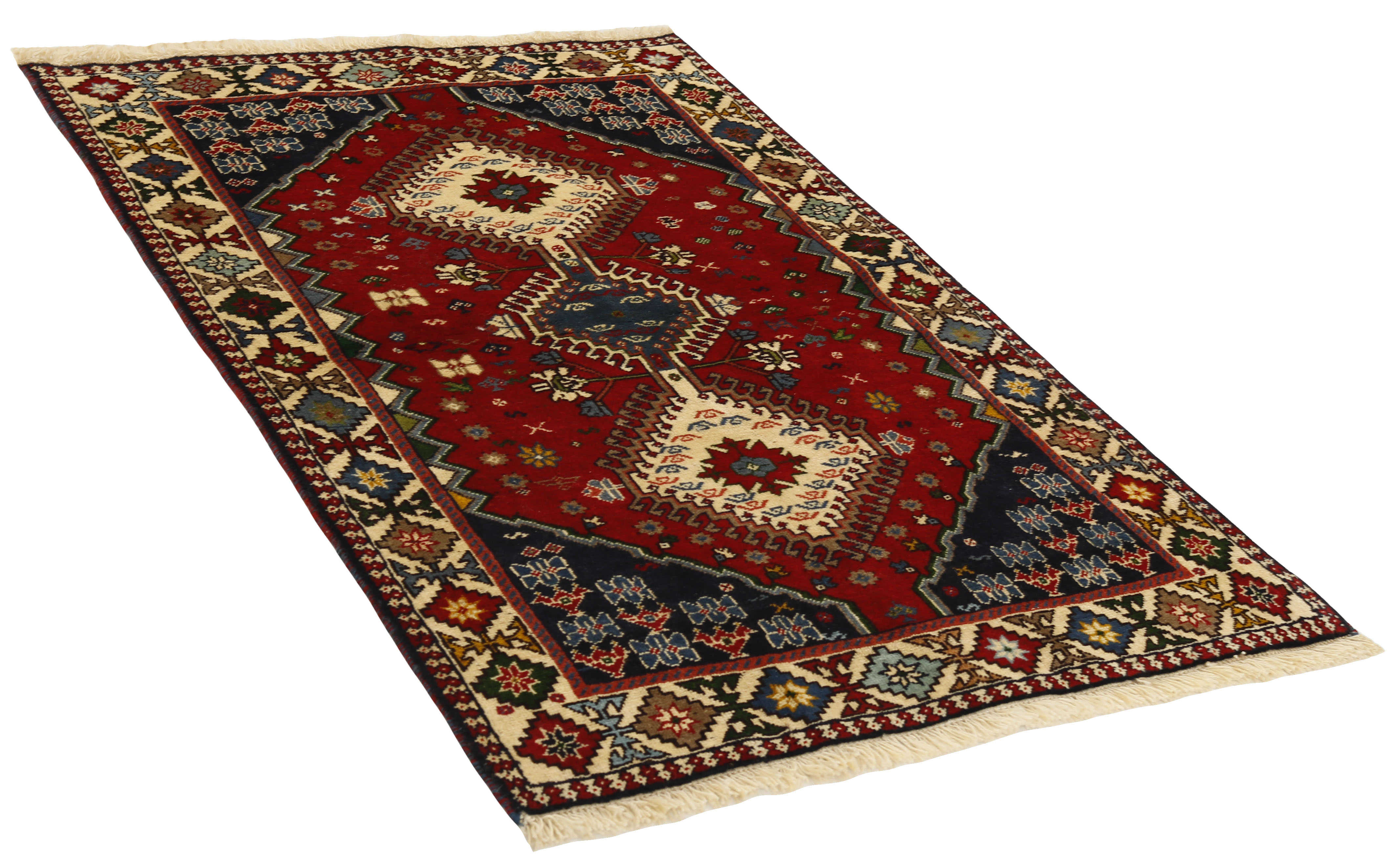 red Authentic persian rug with a traditional design