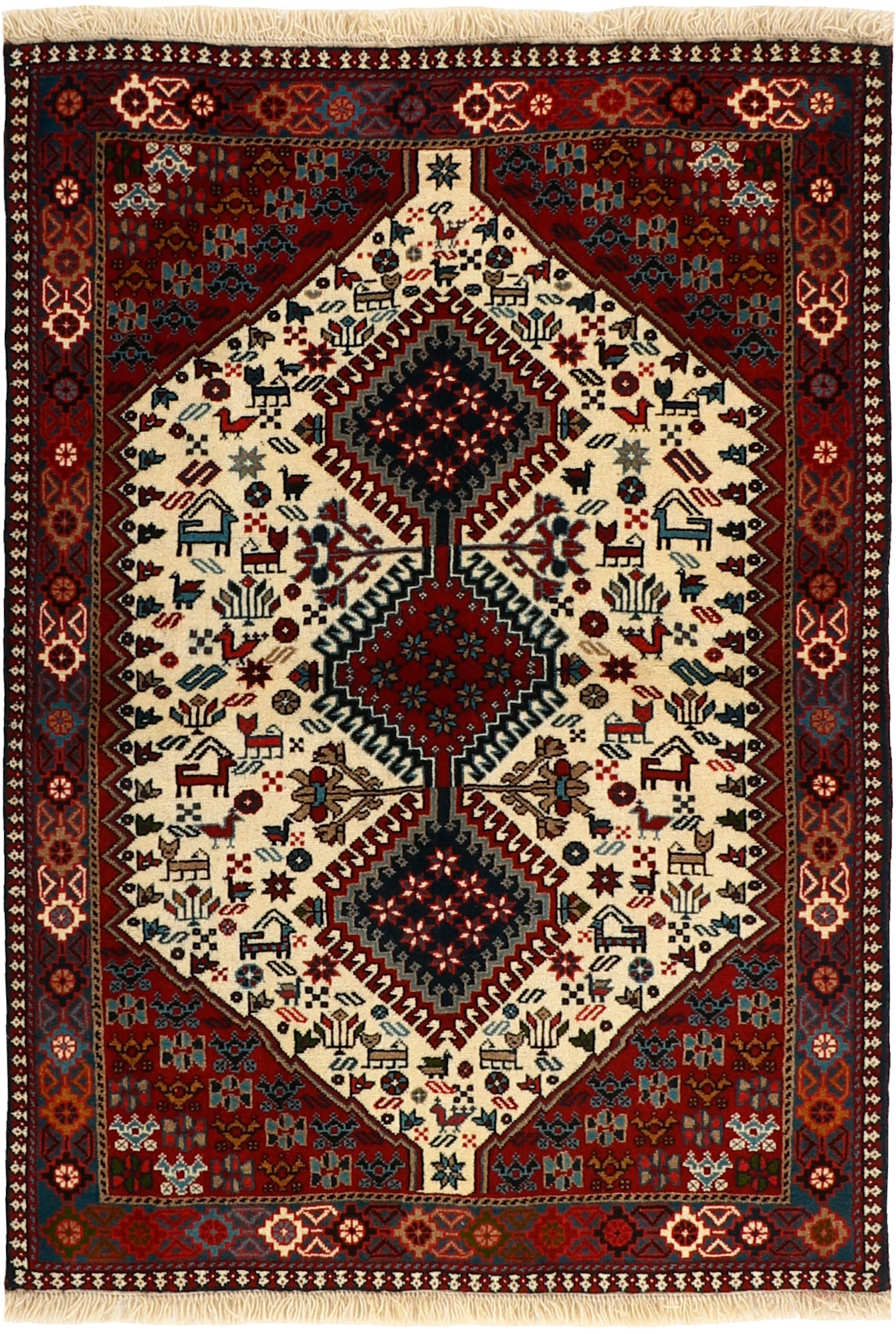 red authentic persian rug with a traditional design