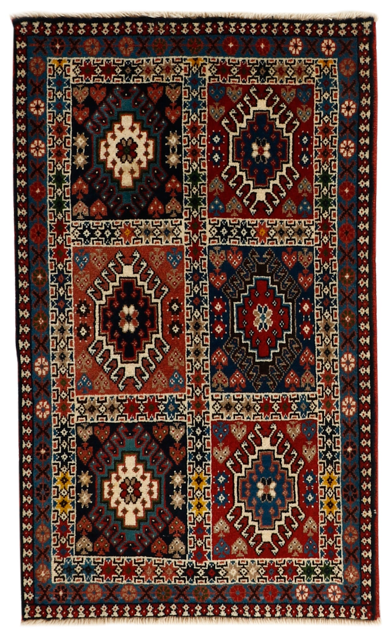 red authentic persian rug with a traditional design