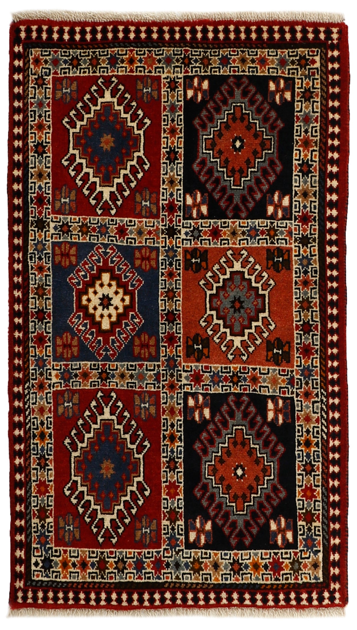 red authentic persian rug with a traditional design