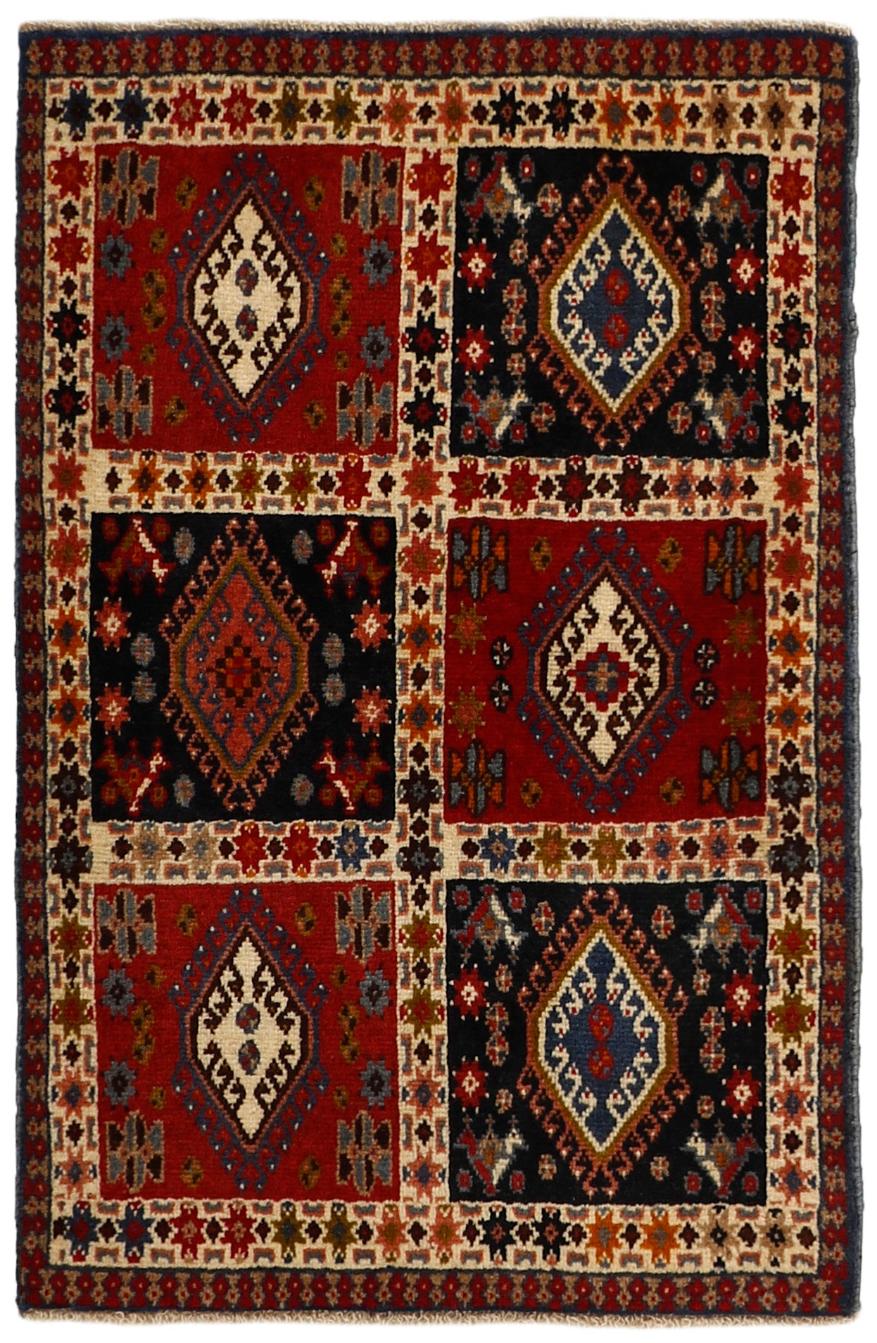 red authentic persian rug with a traditional design