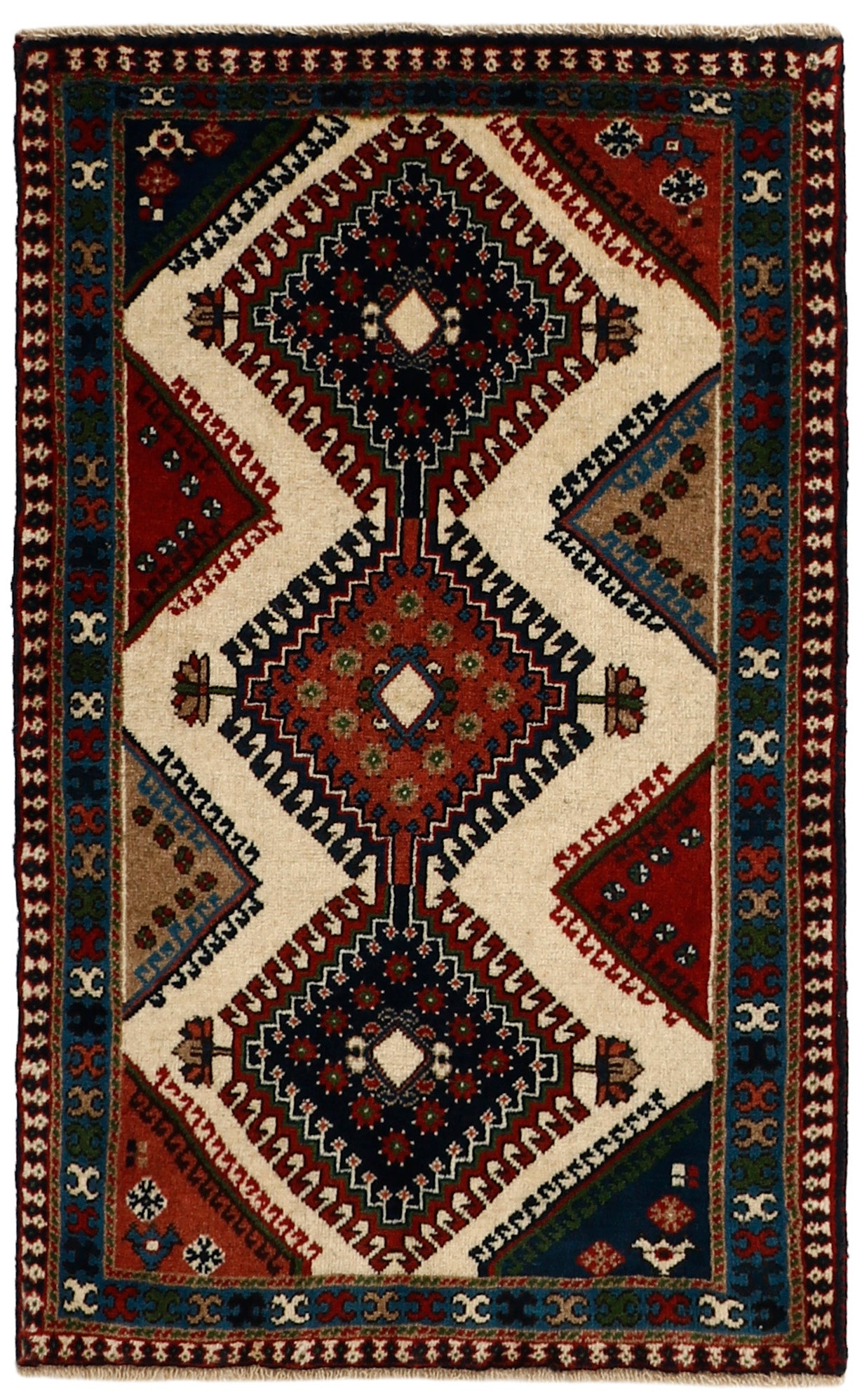 red authentic persian rug with a traditional design