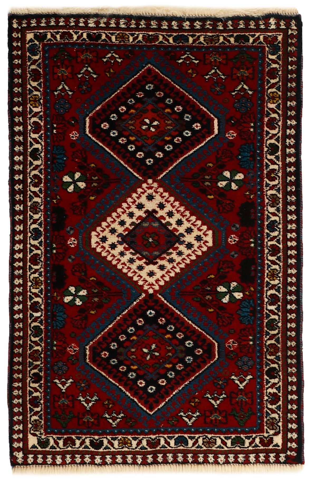 red authentic persian rug with a traditional design