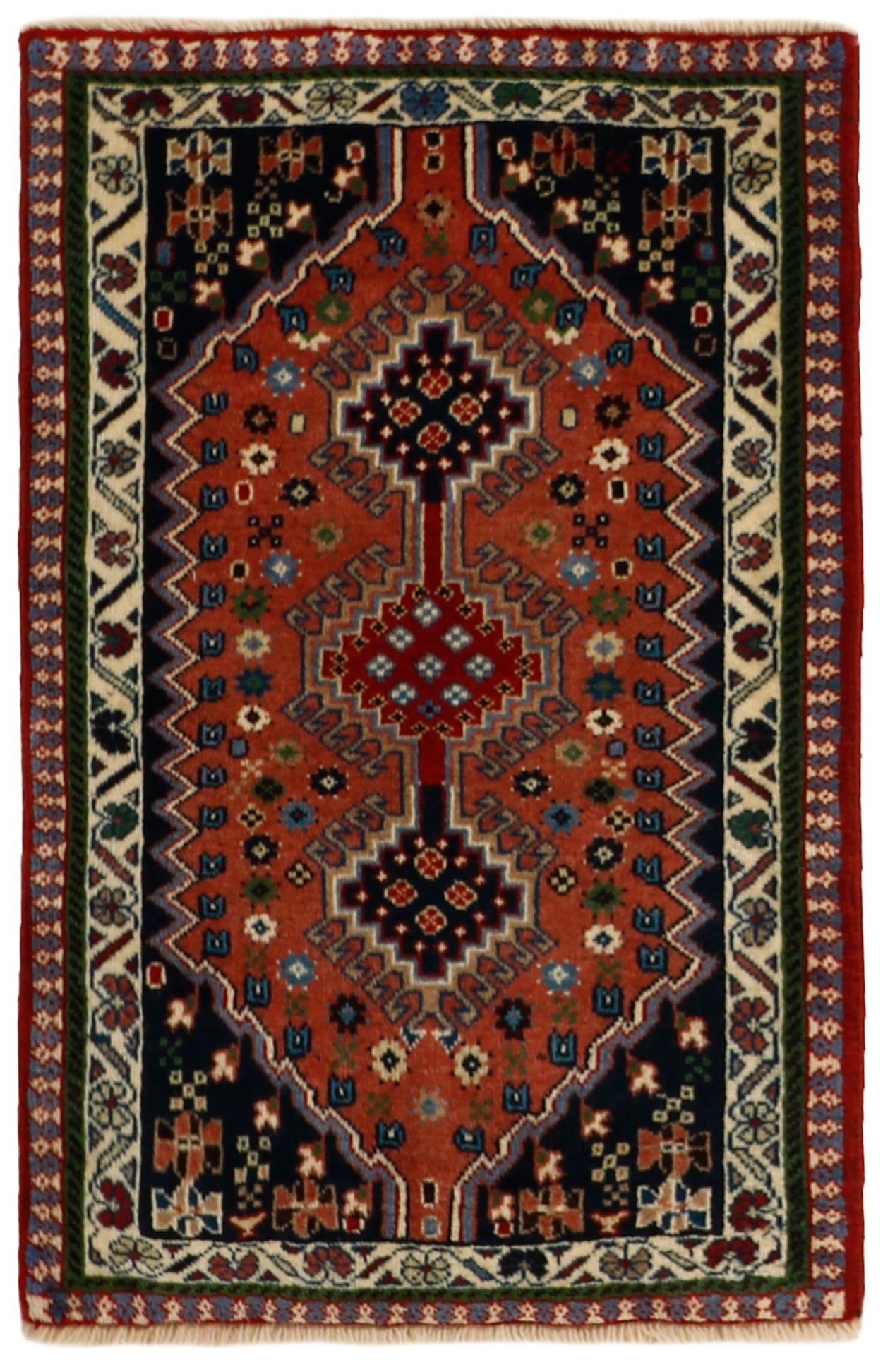 red authentic persian rug with a traditional design