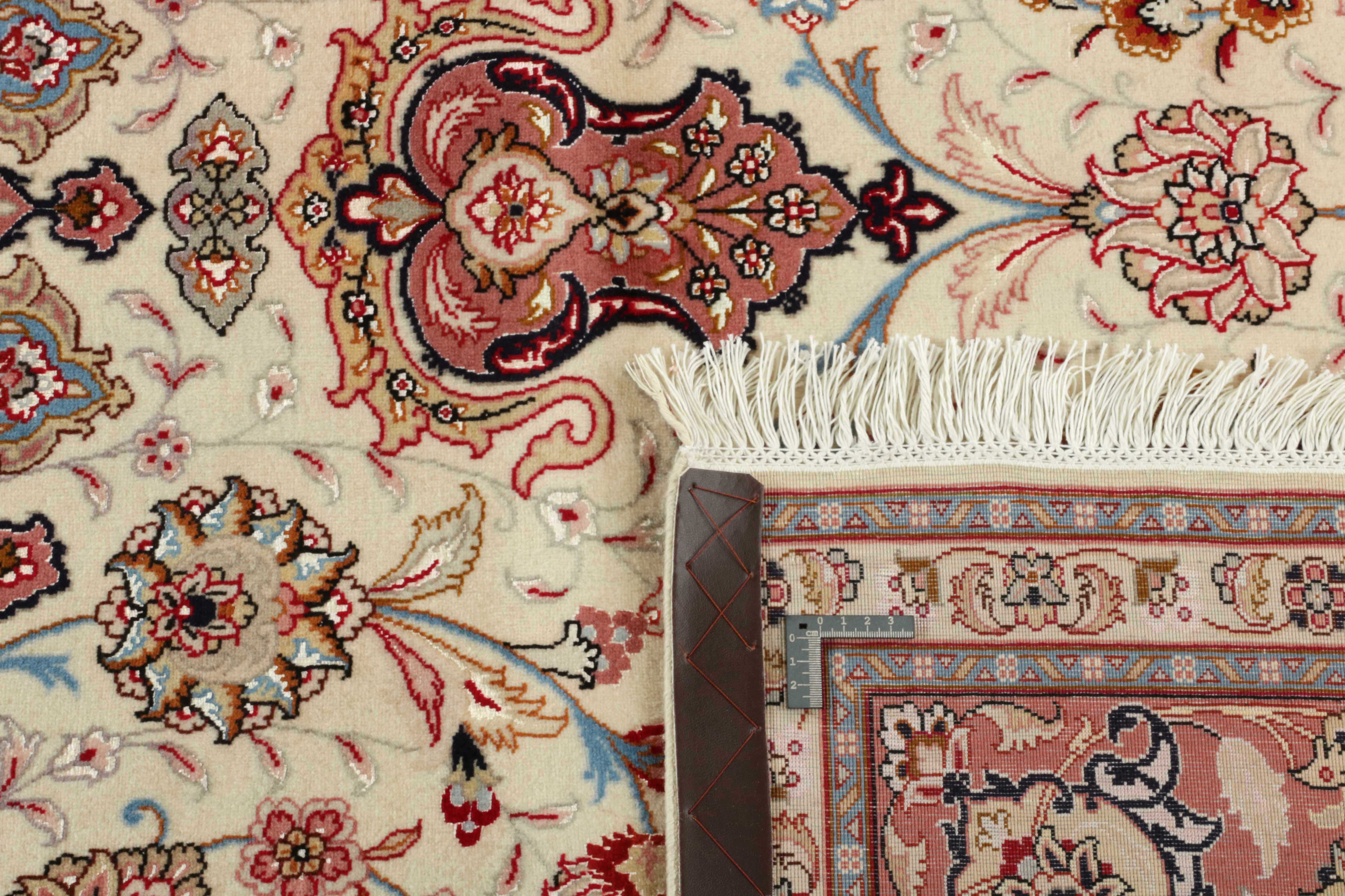 Authentic persian rug with traditional floral design in red