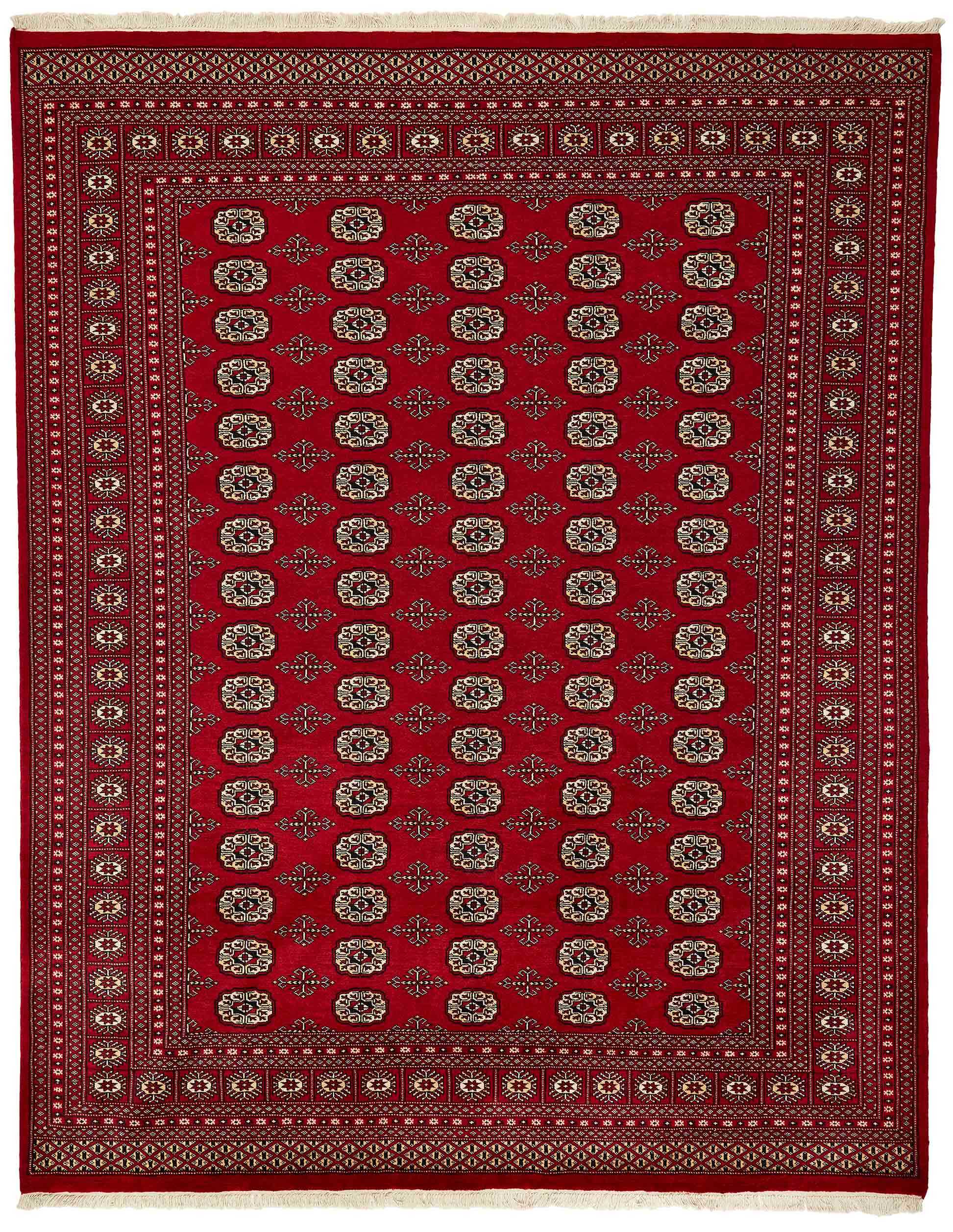 red oriental rug with traditional pattern