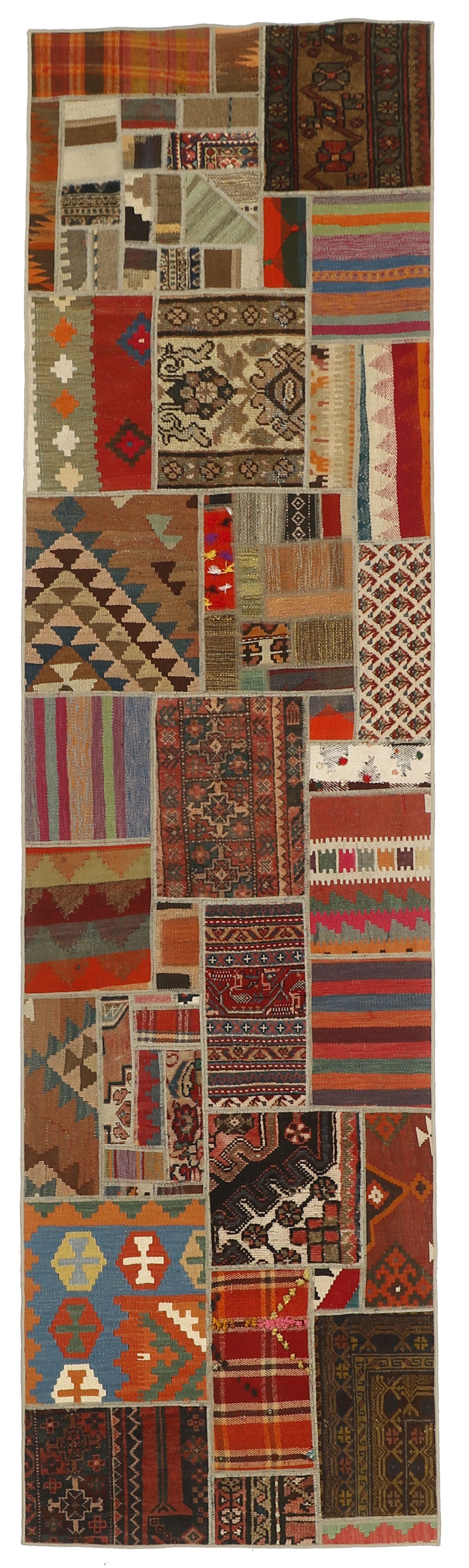 Authentic red patchwork persian runner