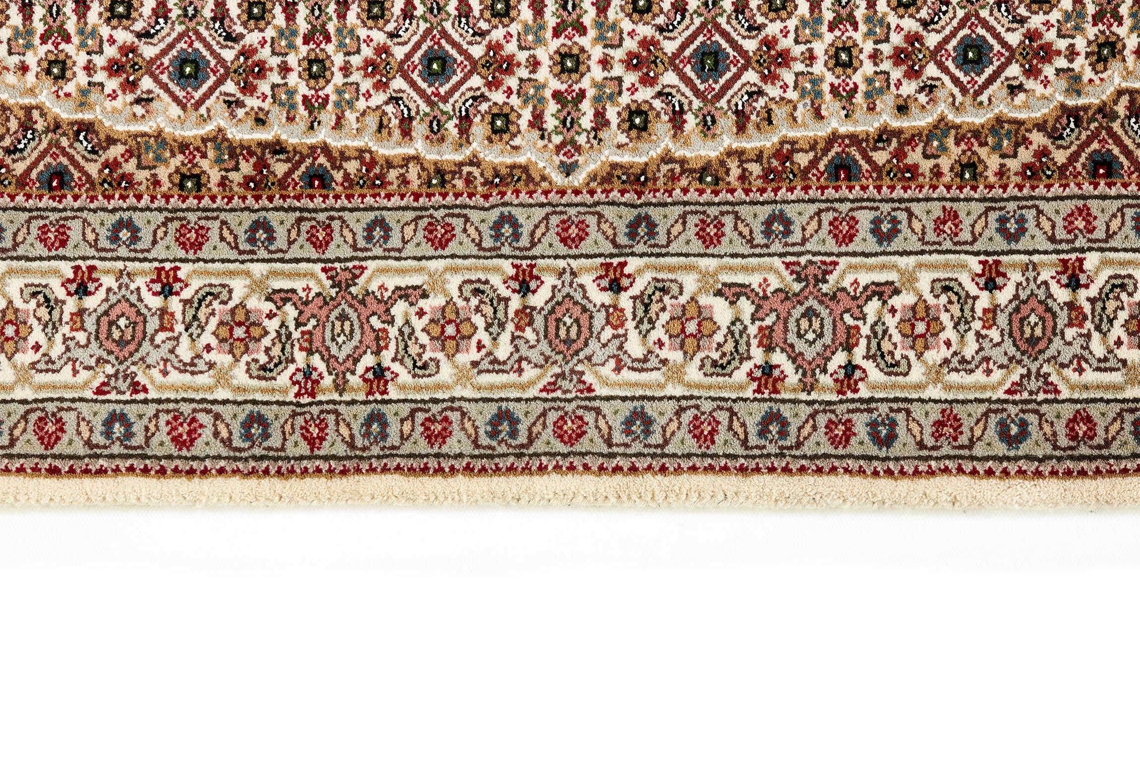 Authentic Oriental rug with traditional geometric and floral design in red