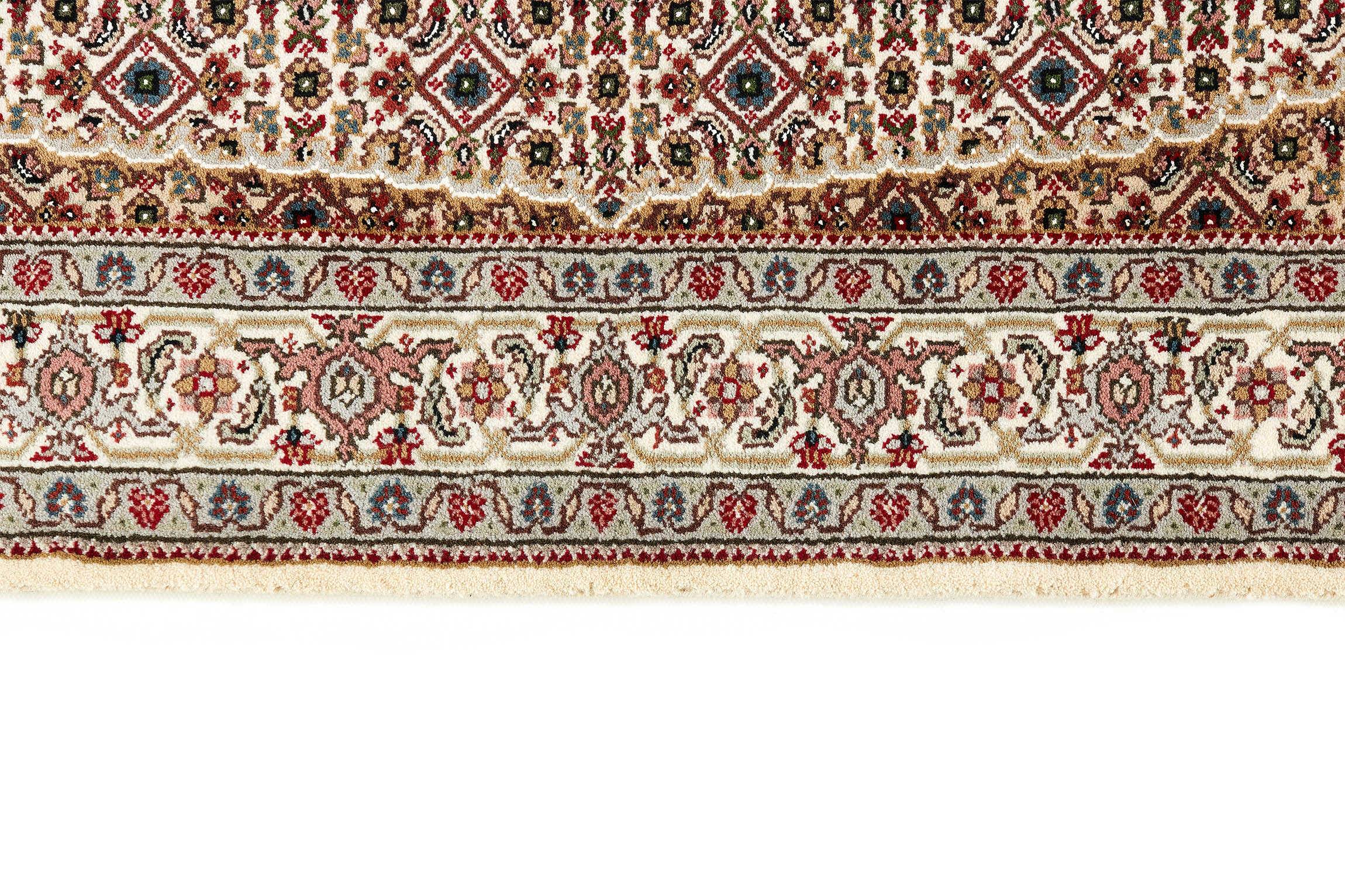 Authentic Oriental rug with traditional geometric and floral design in red