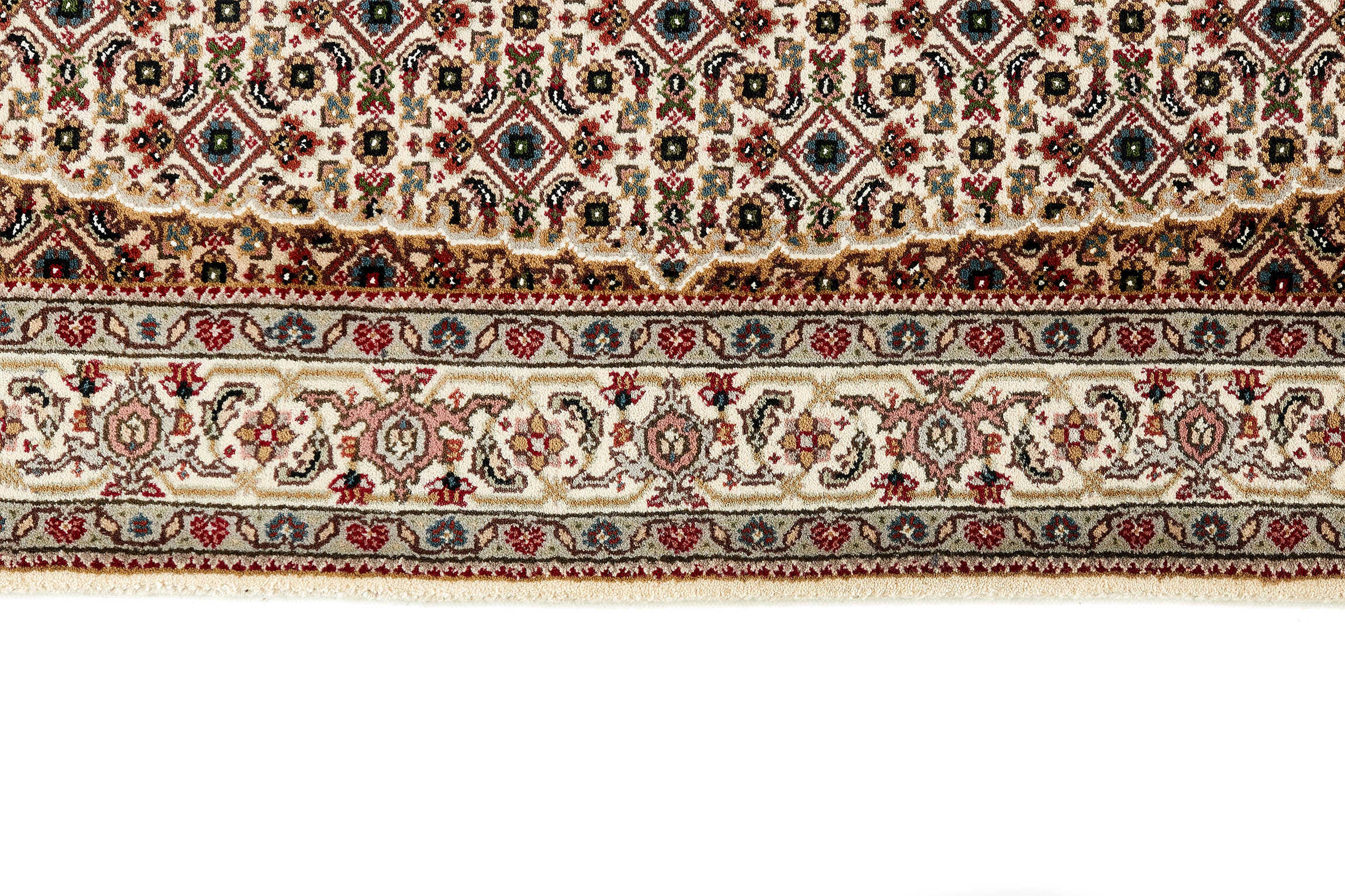 Authentic Oriental rug with traditional geometric and floral design in red