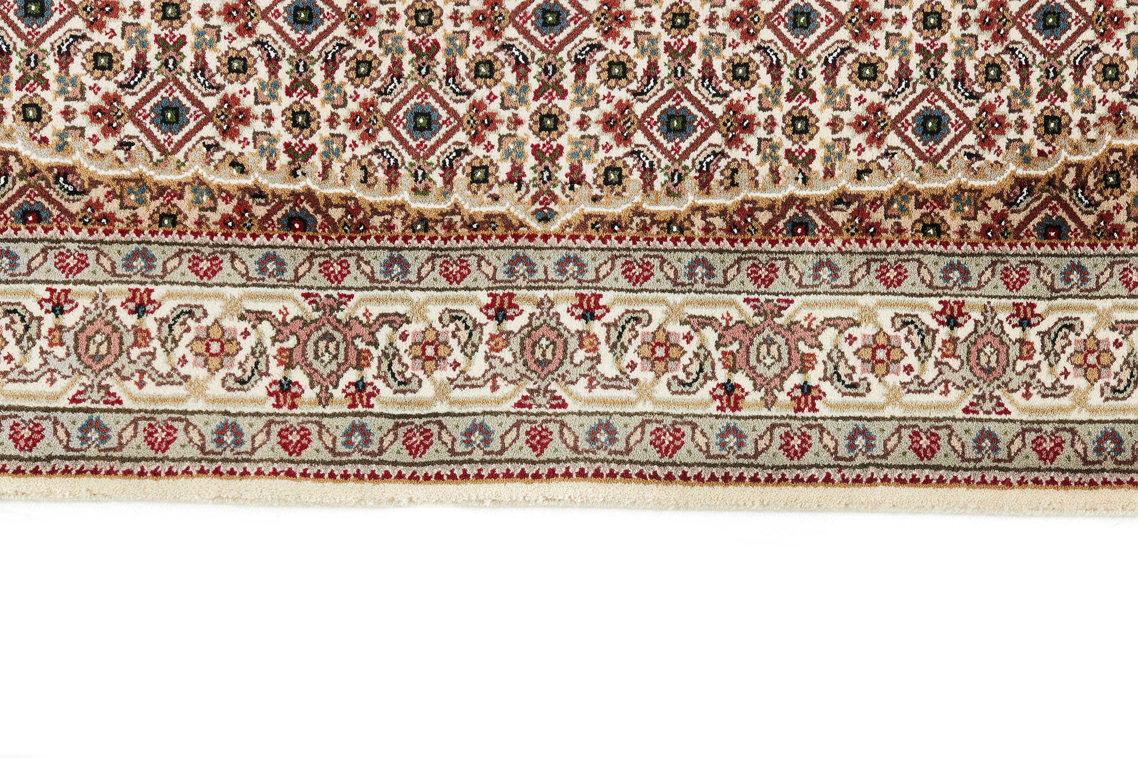Authentic Oriental rug with traditional geometric and floral design in red