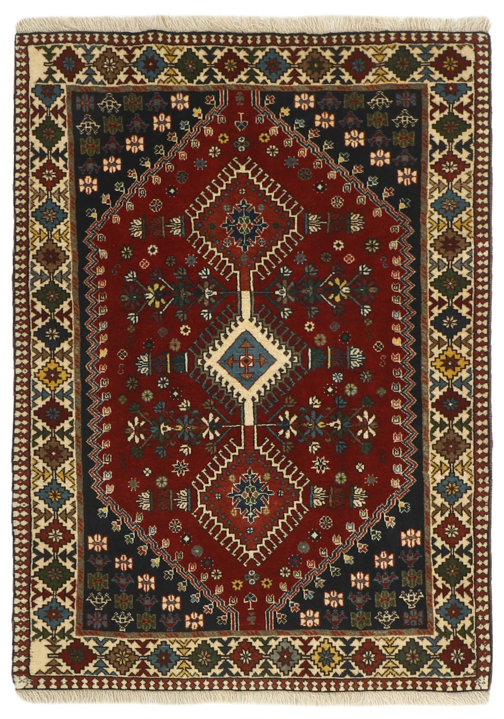 red authentic persian rug with a traditional design
