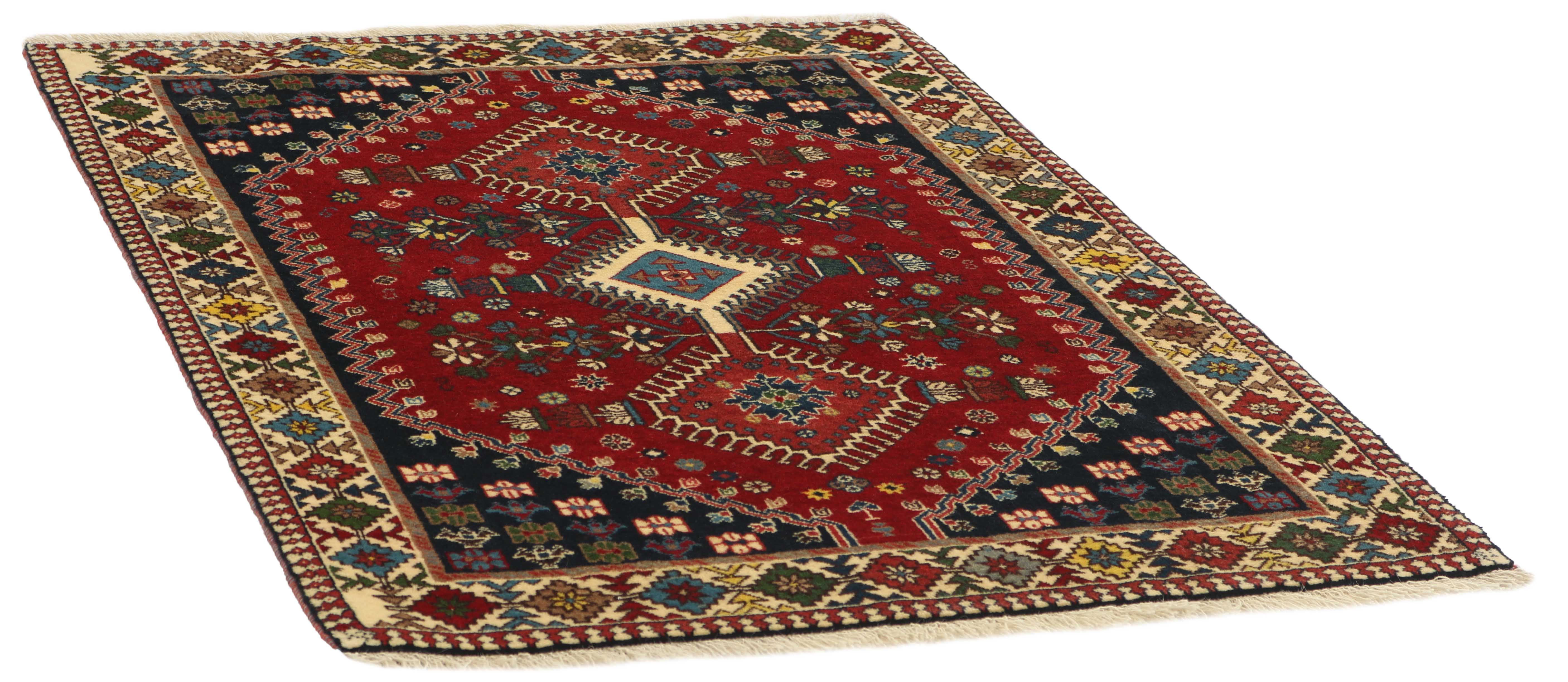 red authentic persian rug with a traditional design