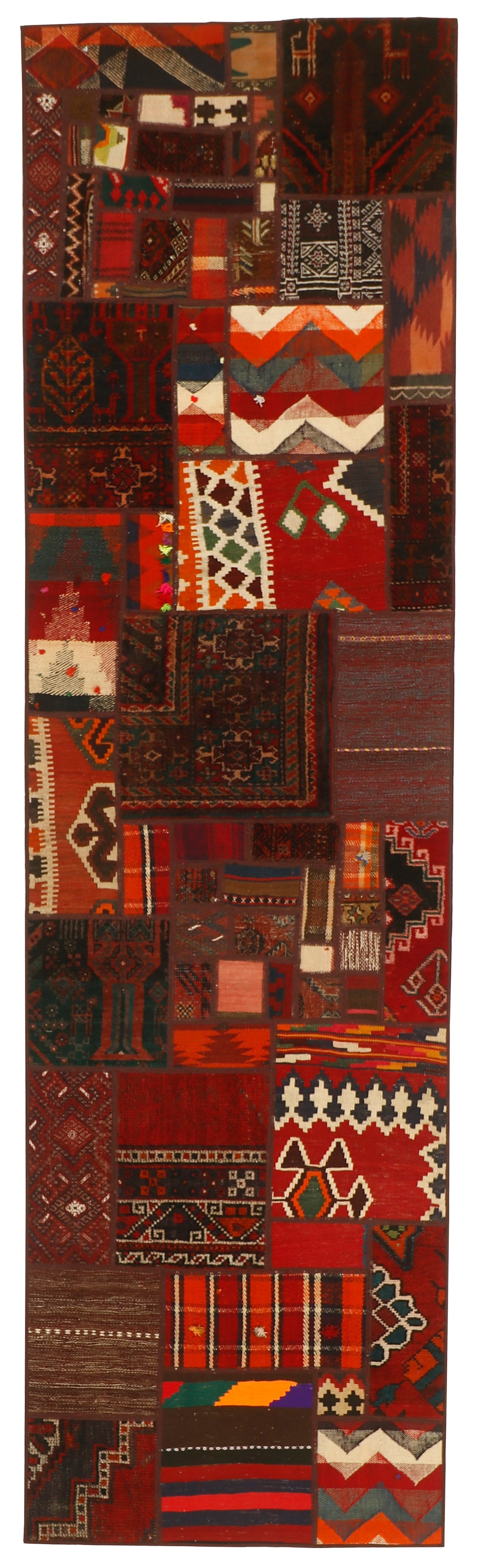 Authentic patchwork persian runner in multicolour