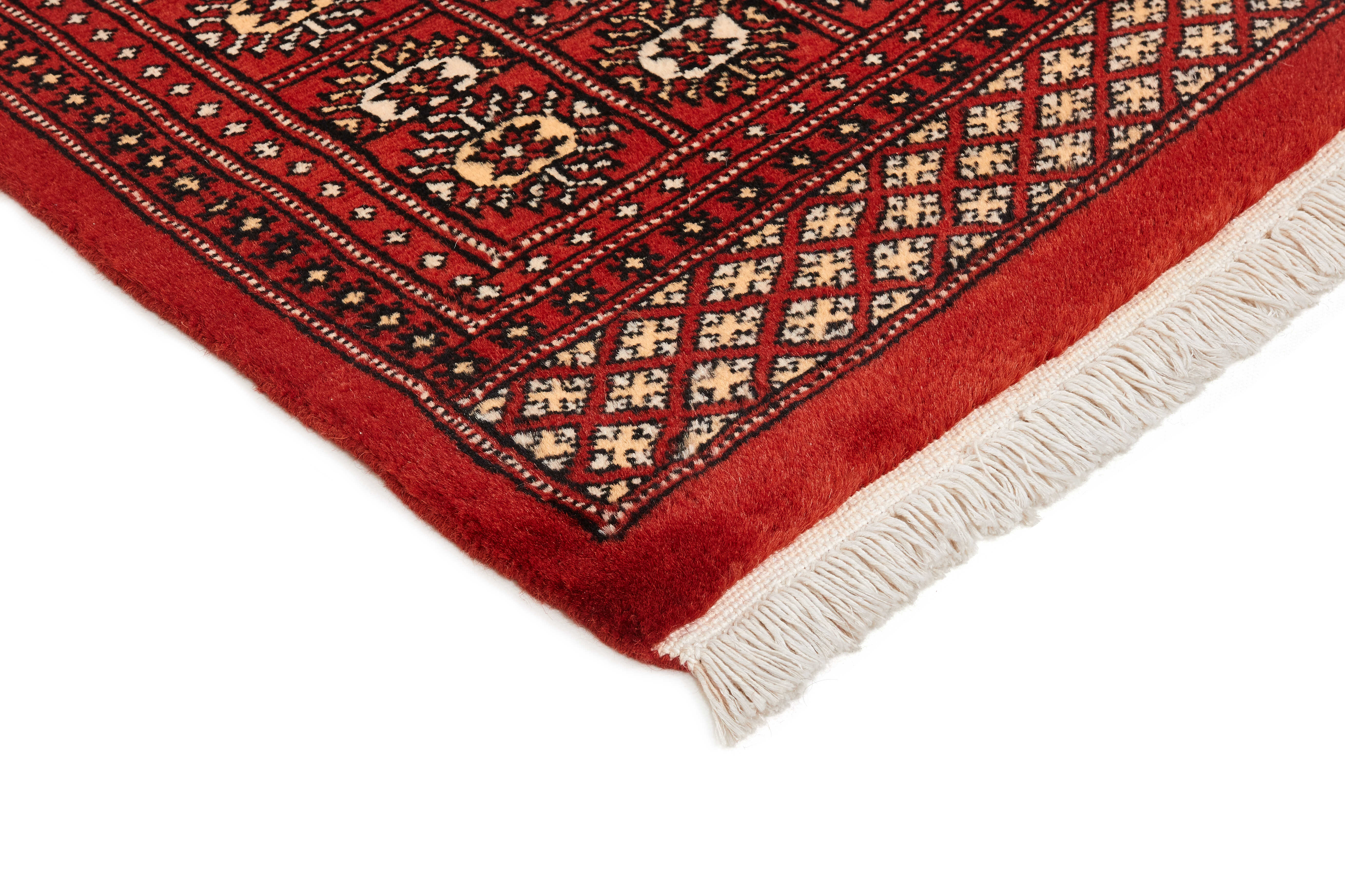 red oriental rug with traditional pattern