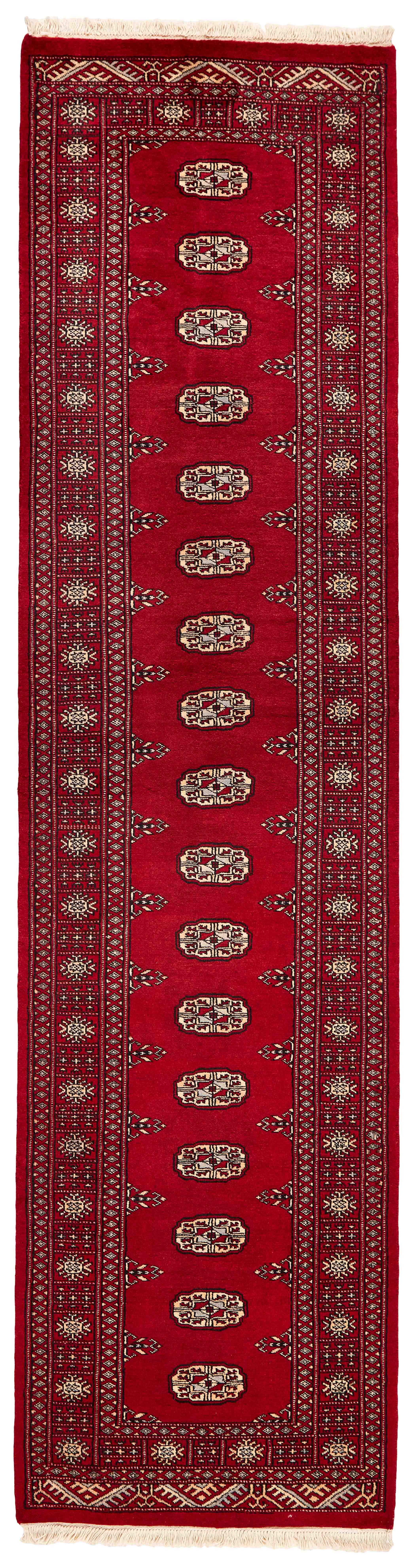 black oriental runner with traditional gul pattern