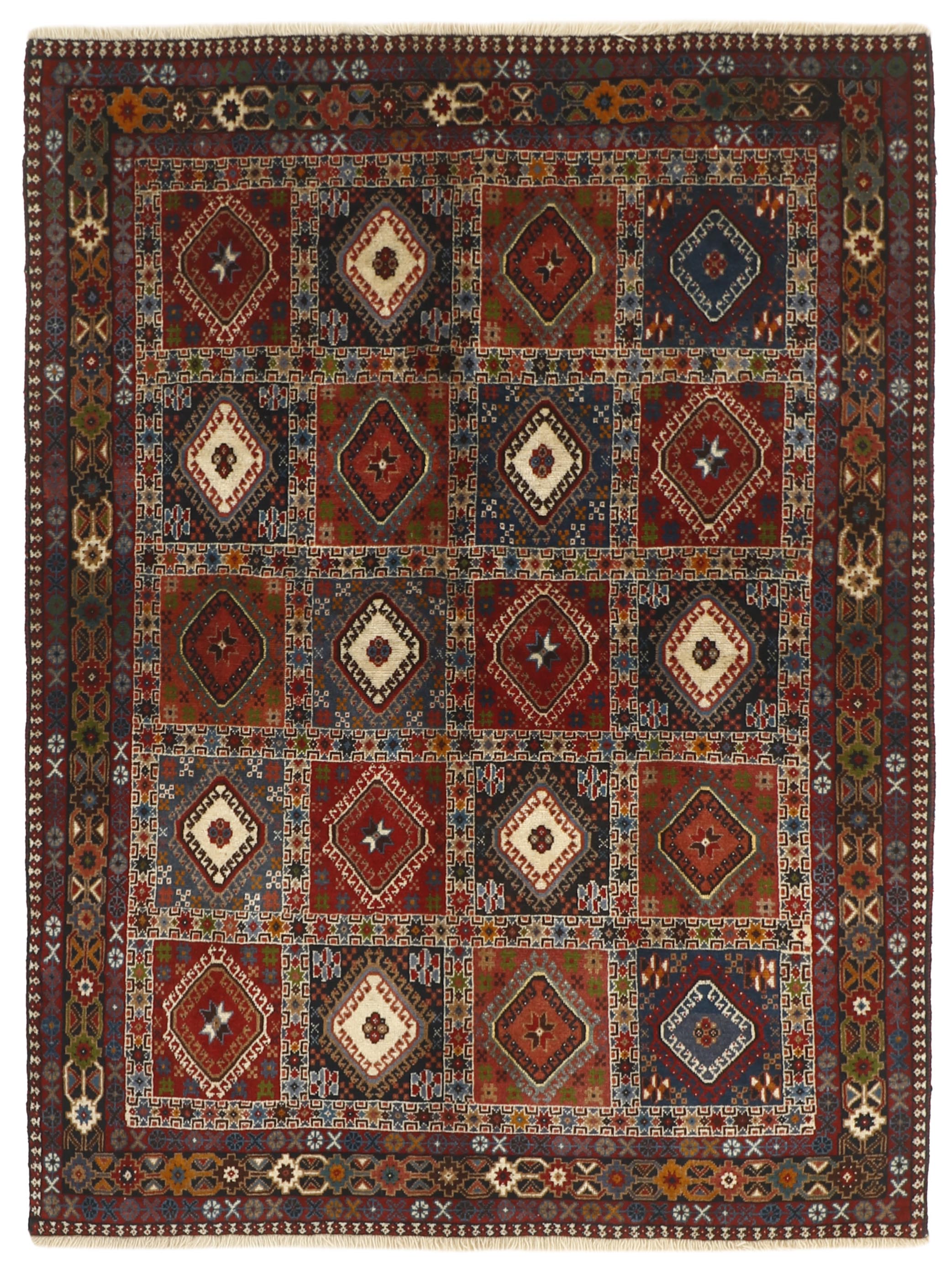 red authentic persian rug with a traditional design