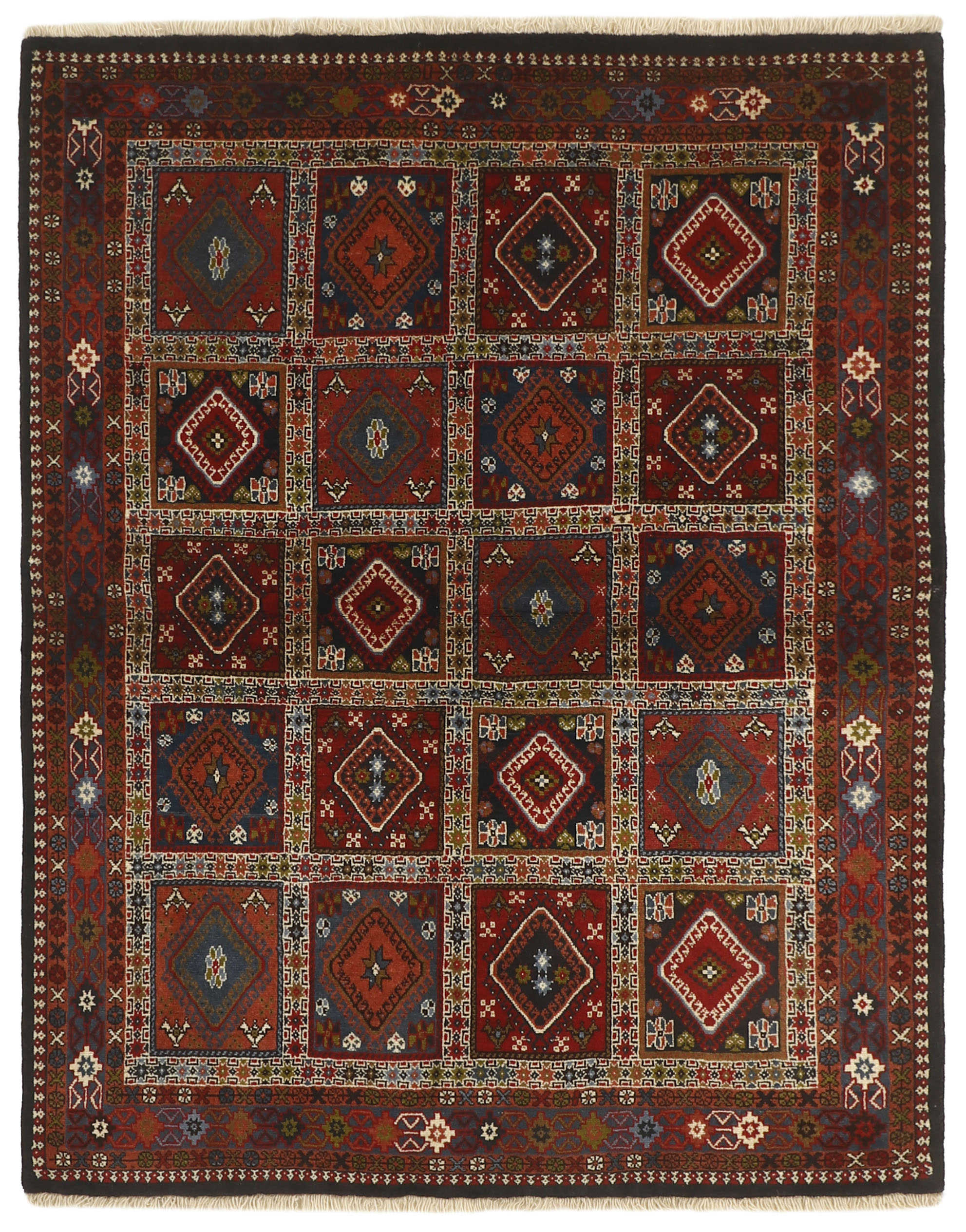 red authentic persian rug with a traditional design