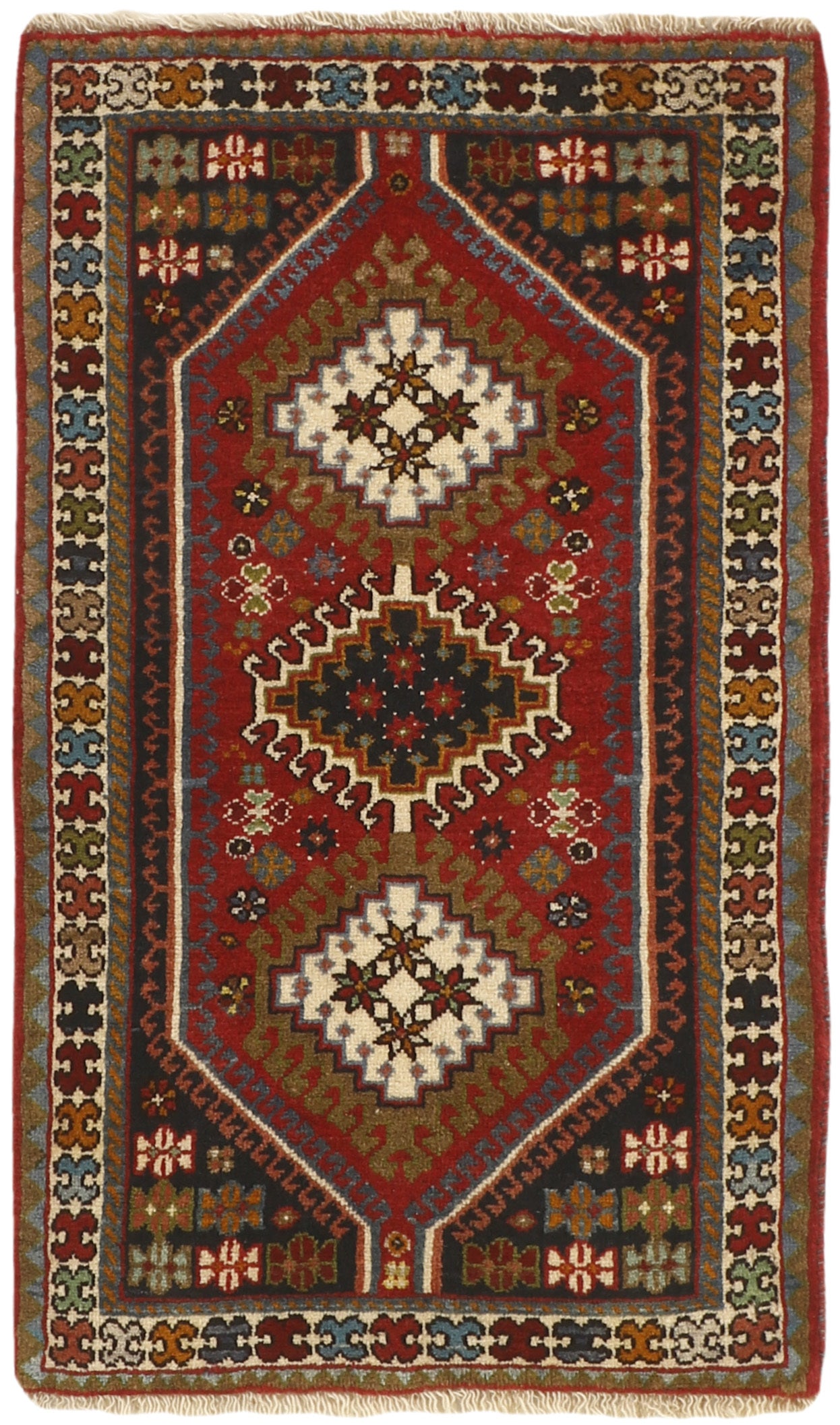 red authentic persian rug with a traditional design