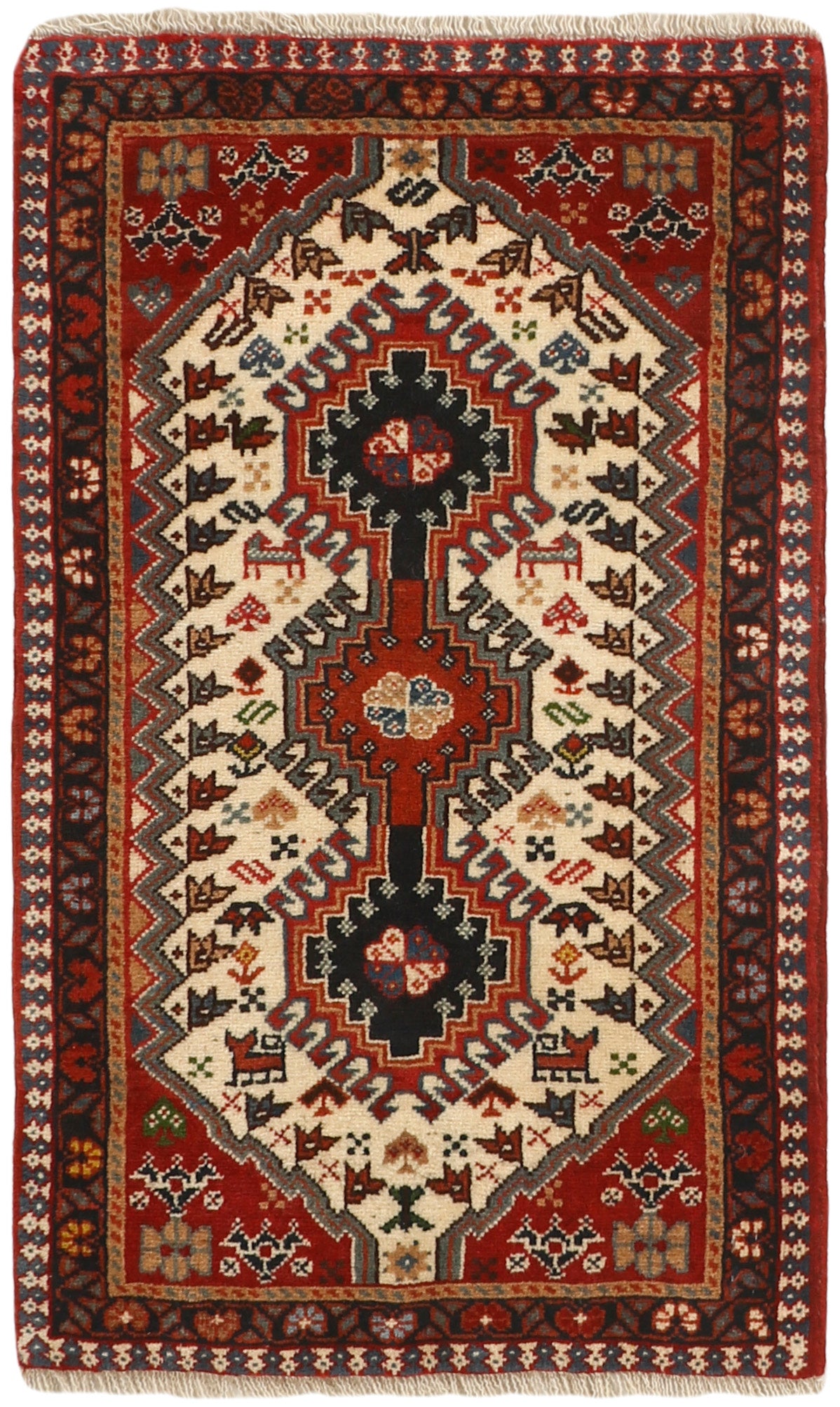 red authentic persian rug with a traditional design