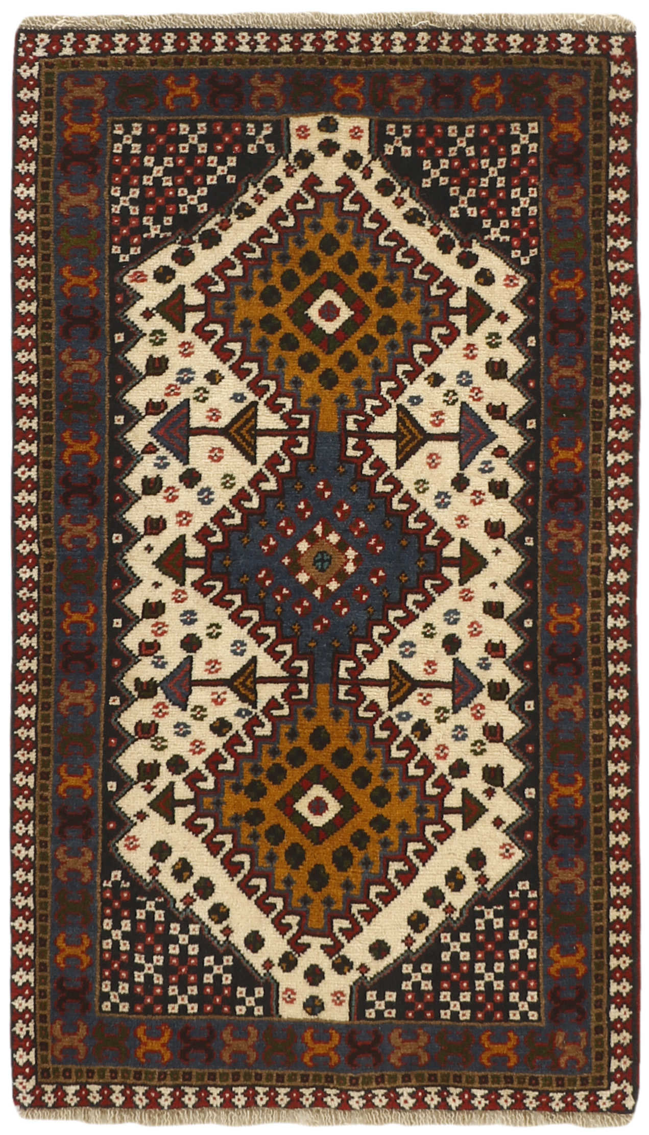 red authentic persian rug with a traditional design