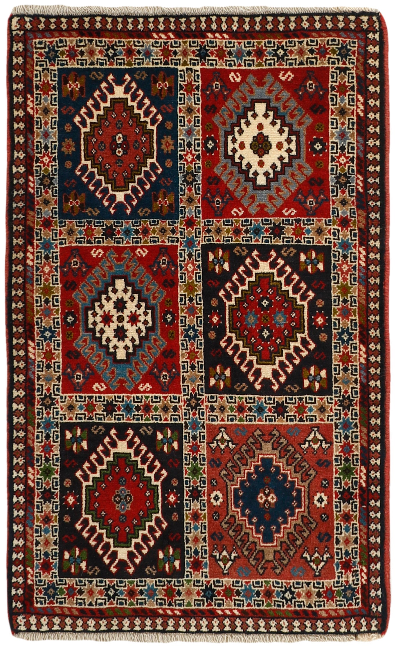 authentic persian rug with a traditional design in multicolour