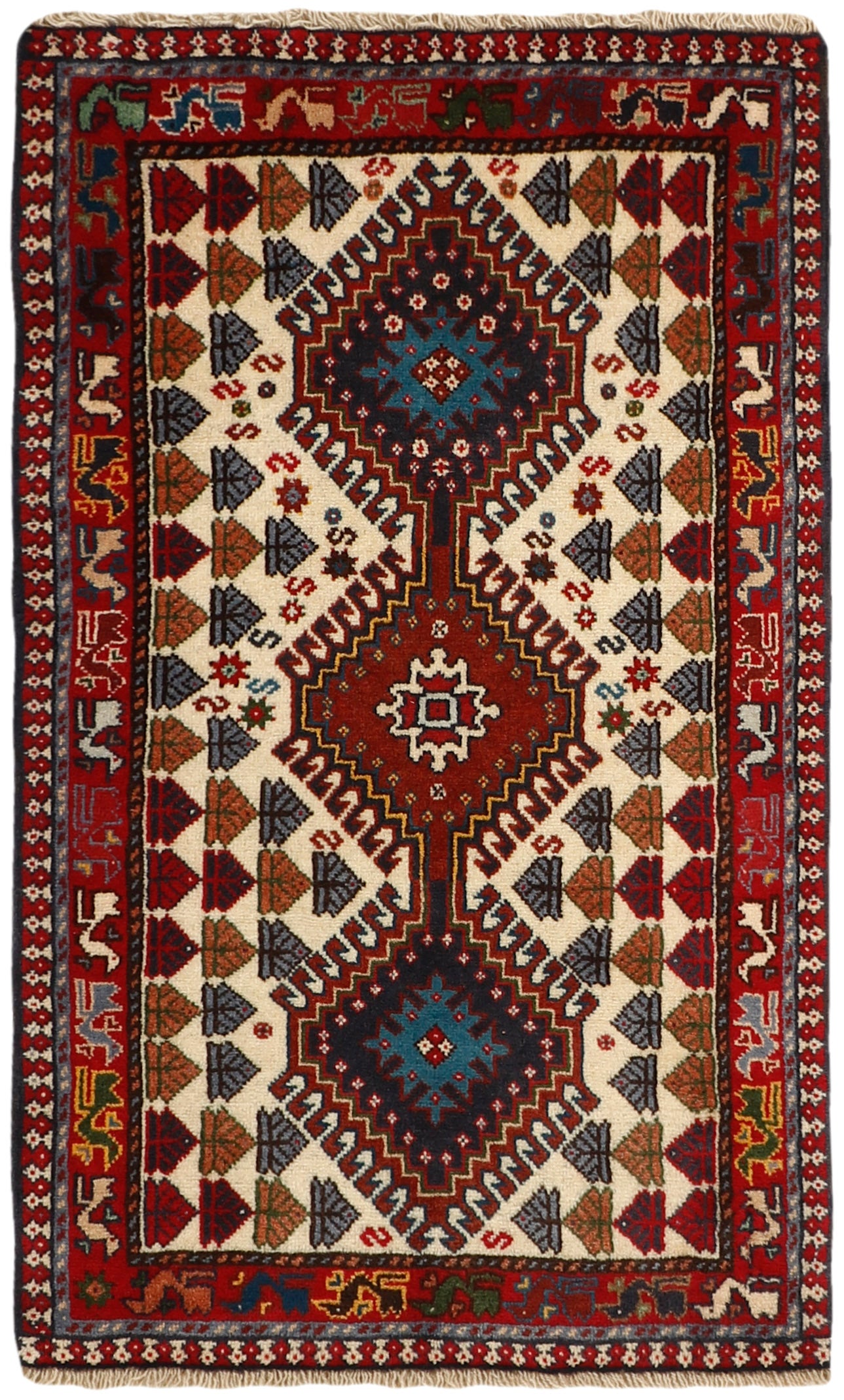 red authentic persian rug with a traditional design