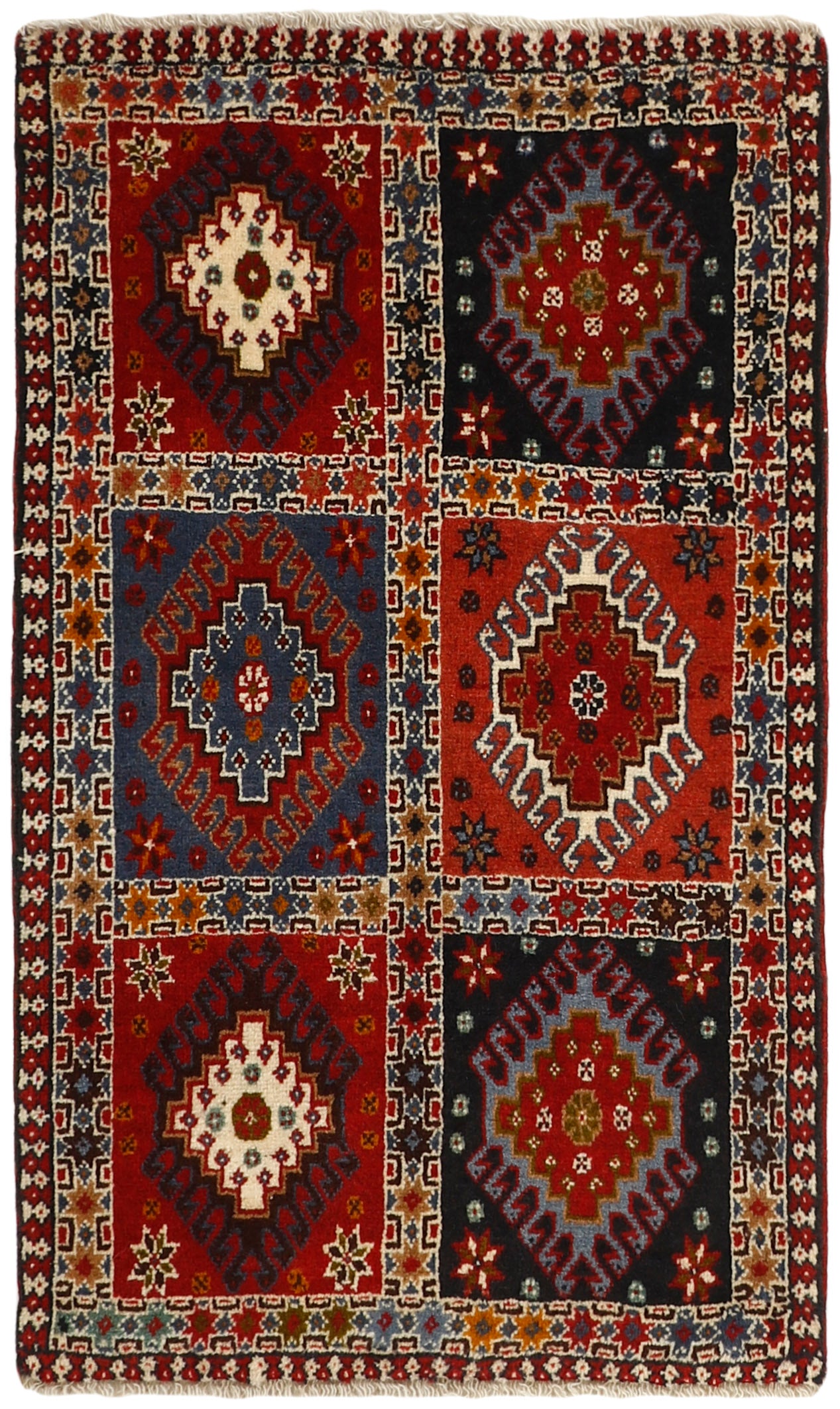 authentic persian rug with a traditional design in multicolour