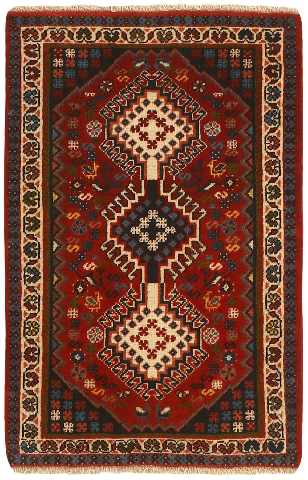 red authentic persian rug with a traditional design
