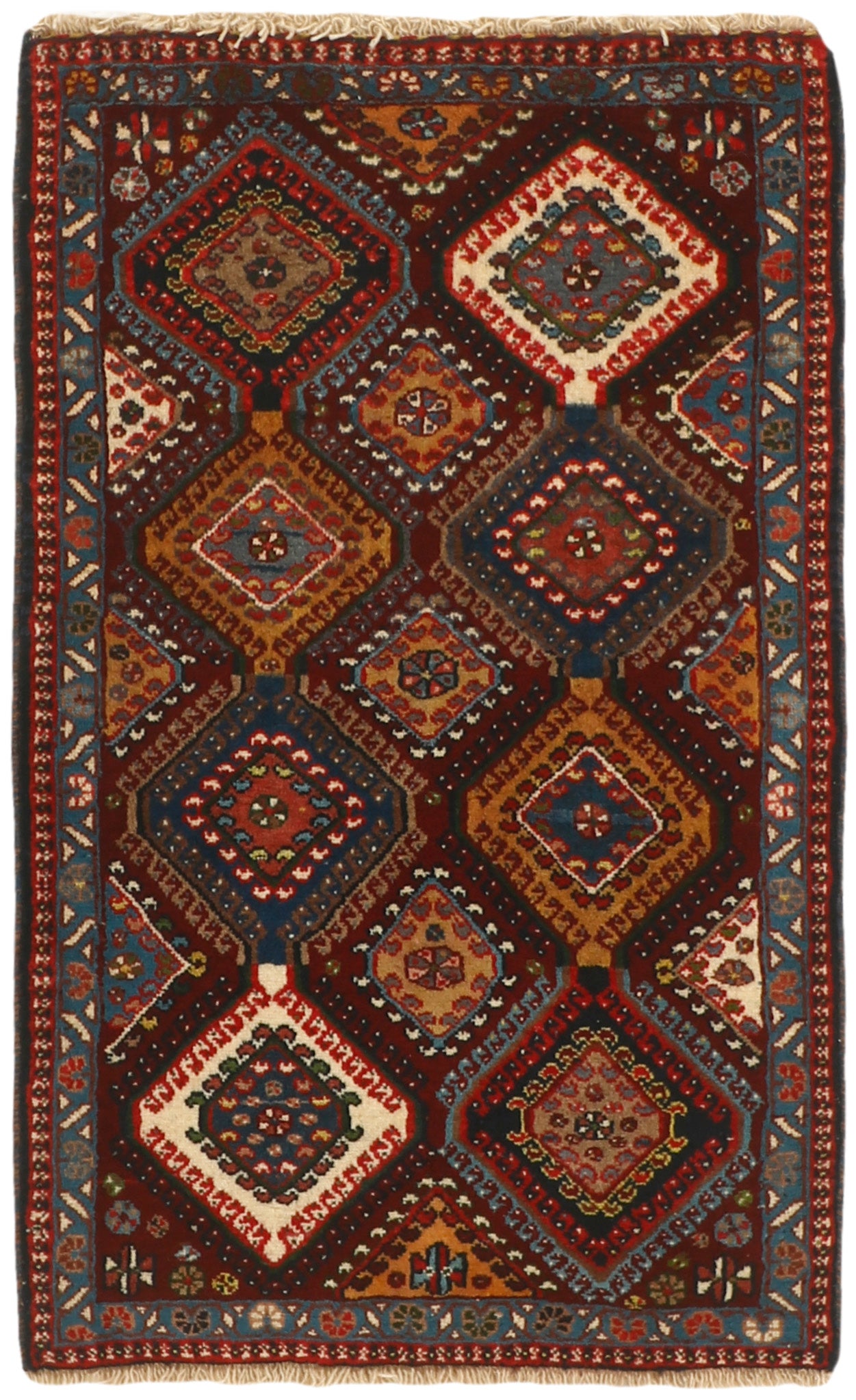 authentic persian rug with a traditional design in multicolour