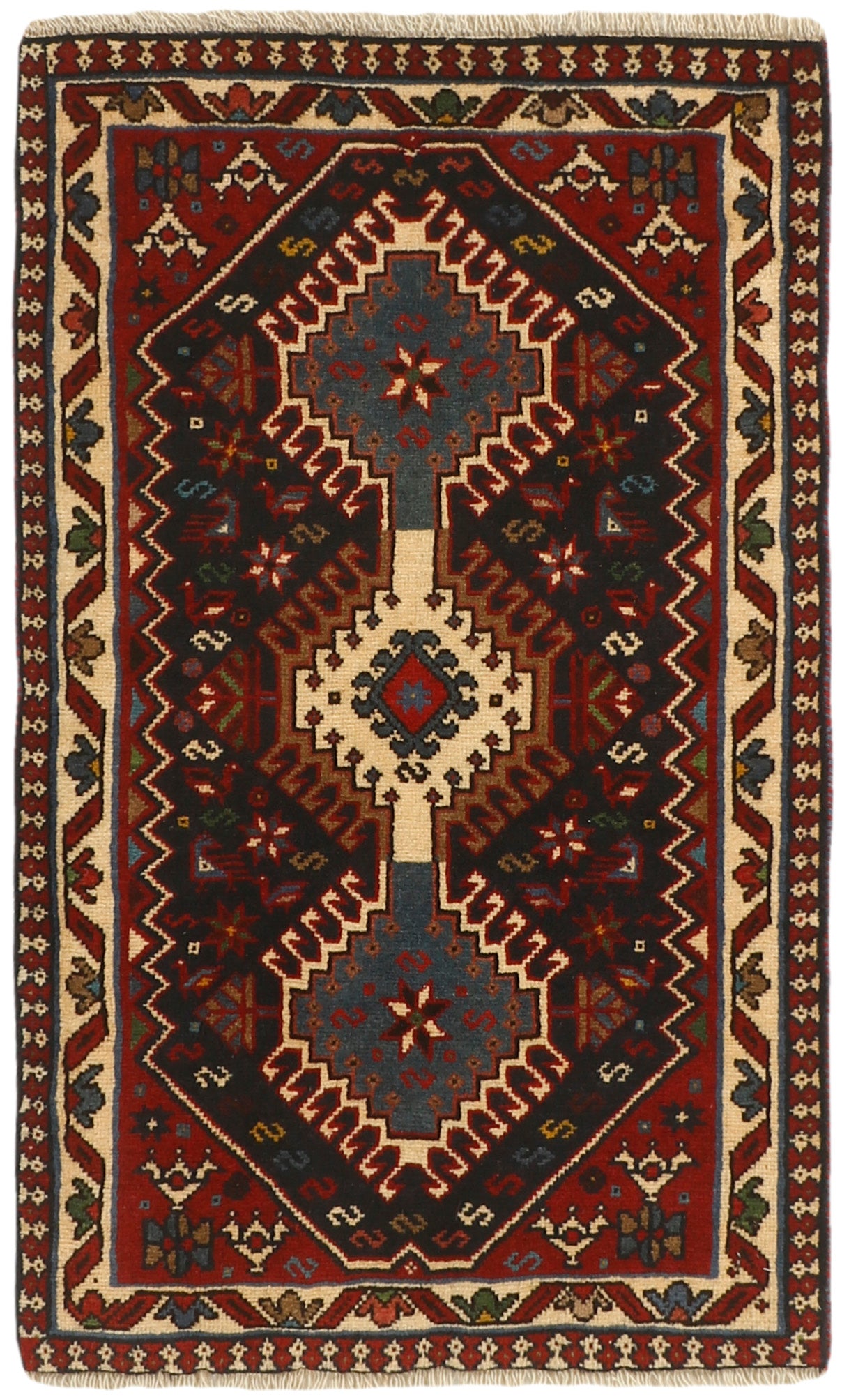 red authentic persian rug with a traditional design