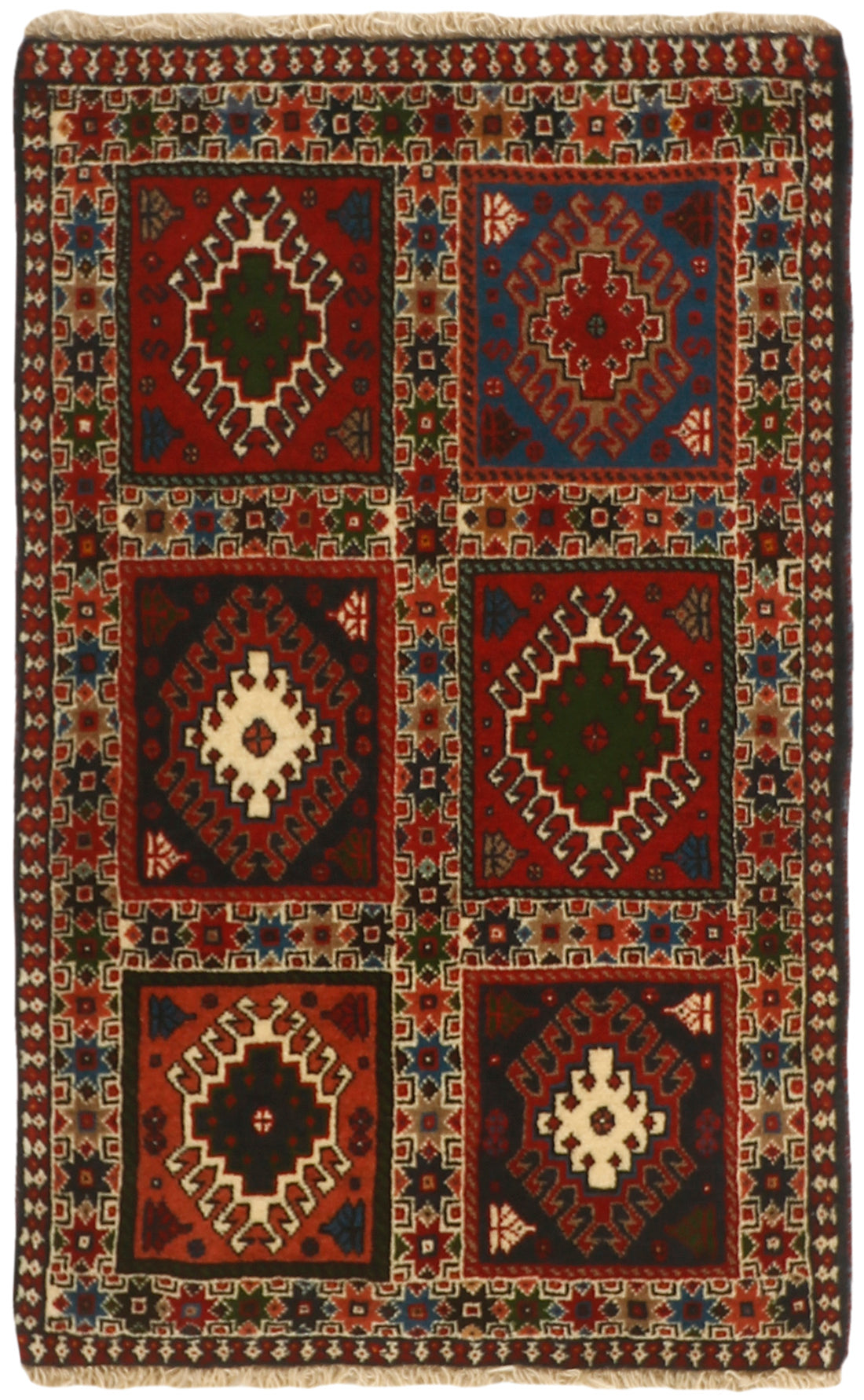 authentic persian rug with a traditional design in multicolour