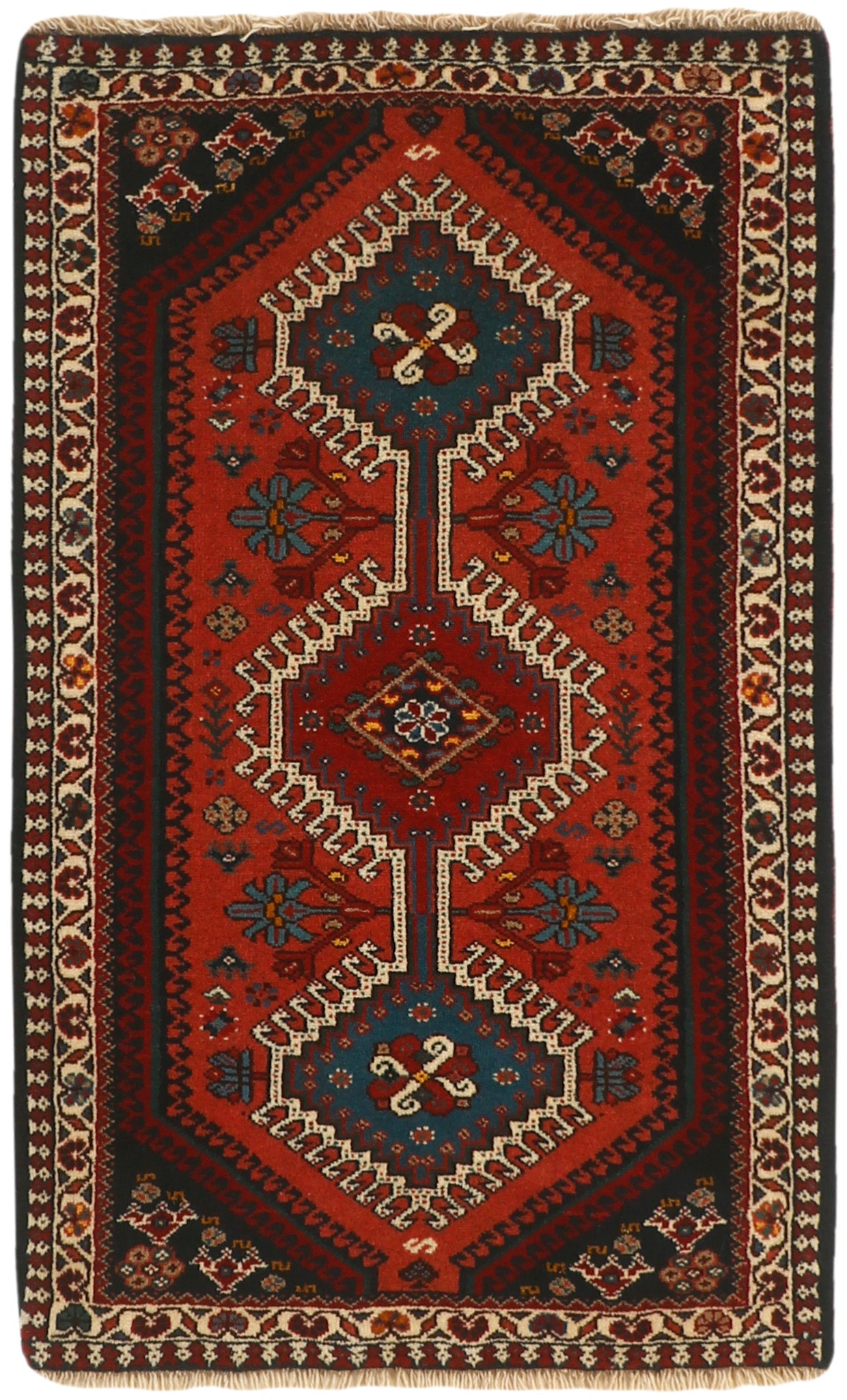 red authentic persian rug with a traditional design