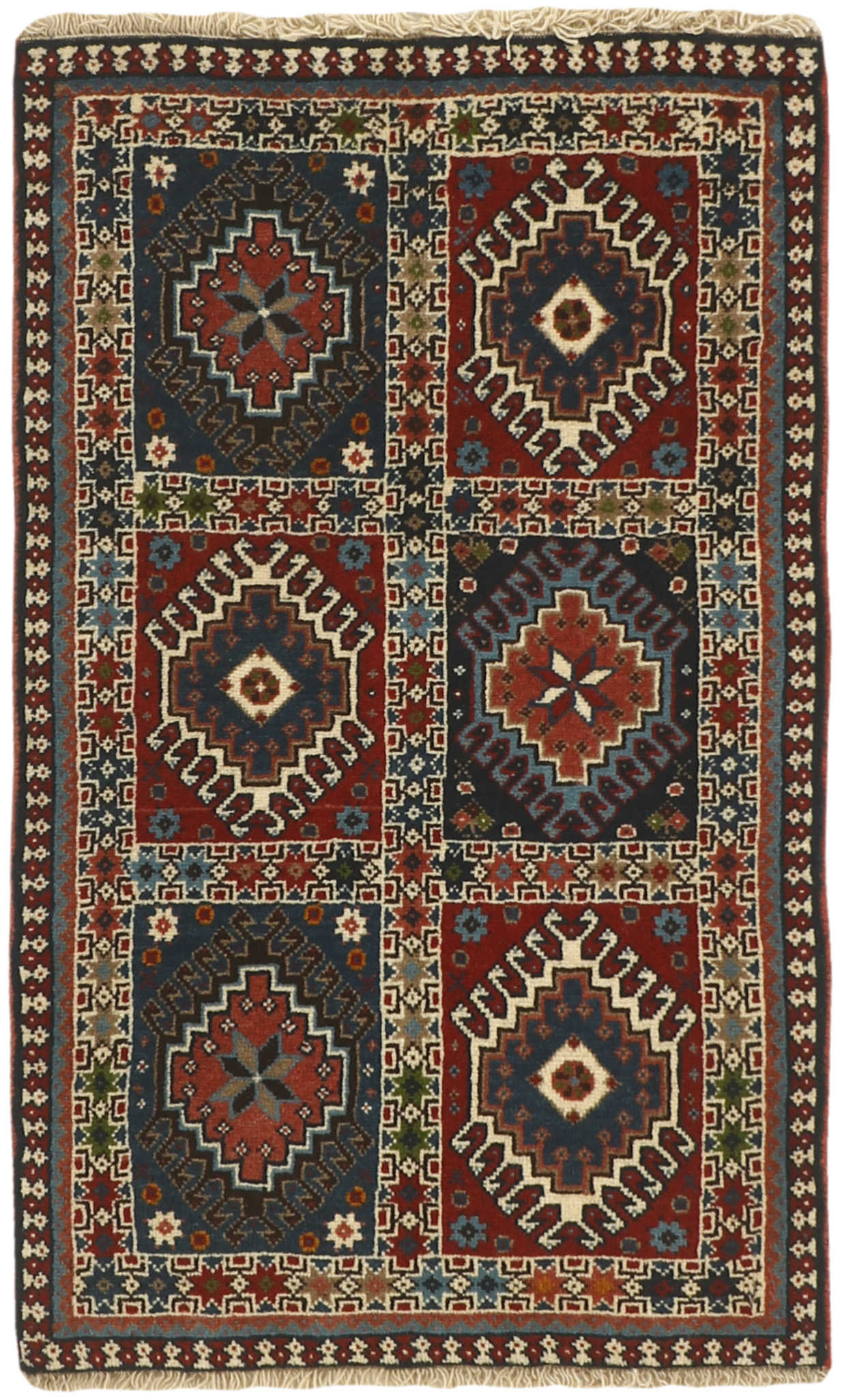 authentic persian rug with a traditional design in multicolour