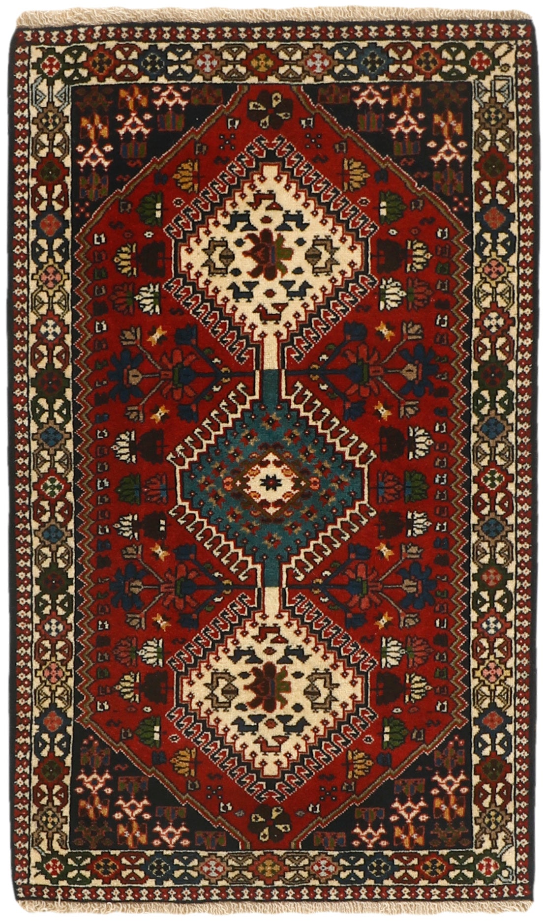red authentic persian rug with a traditional design