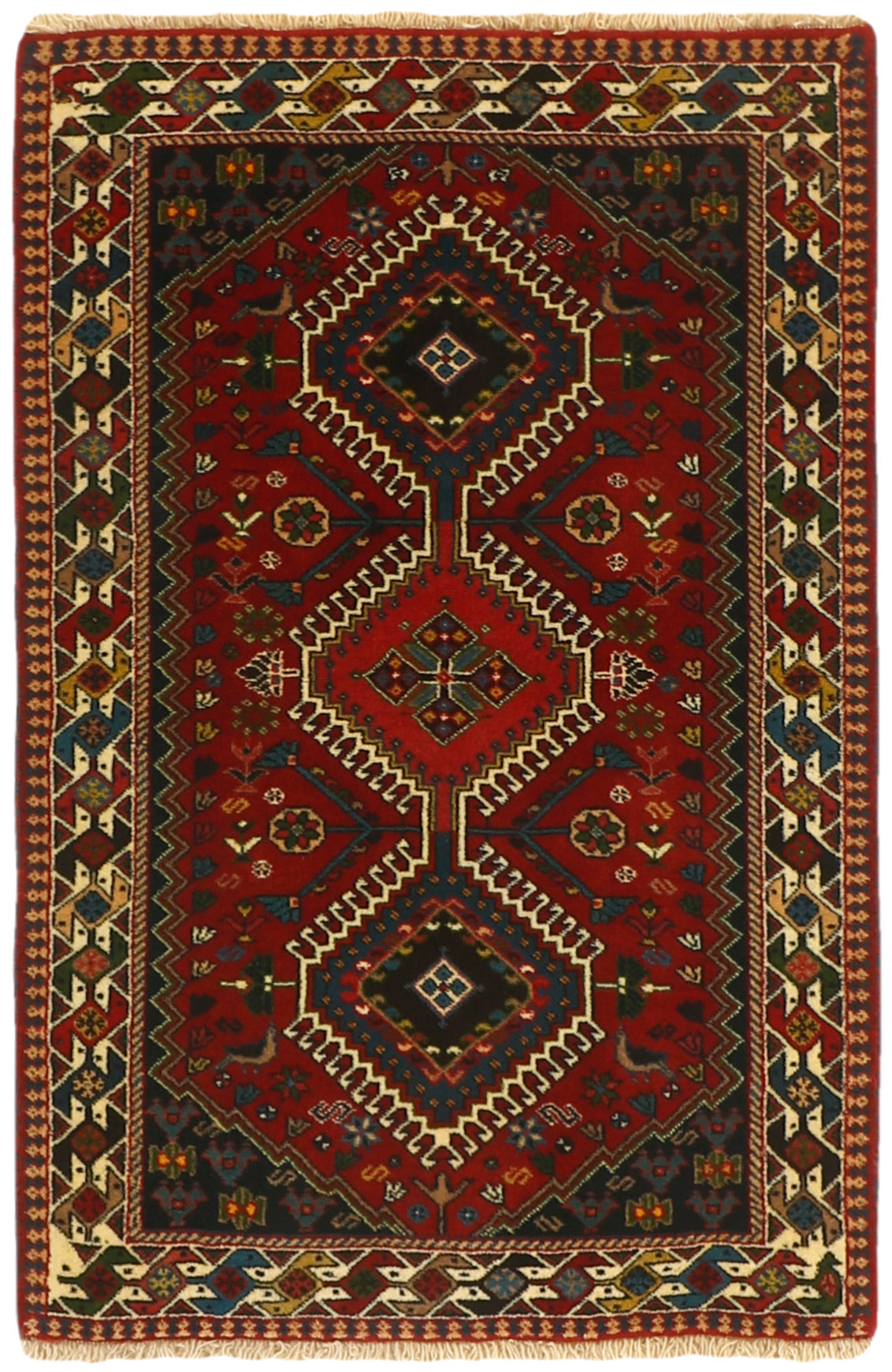 red authentic persian rug with a traditional design