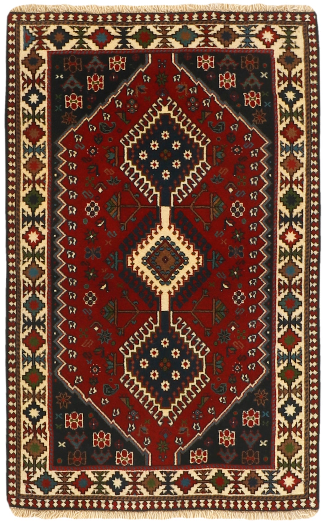 red authentic persian rug with a traditional design
