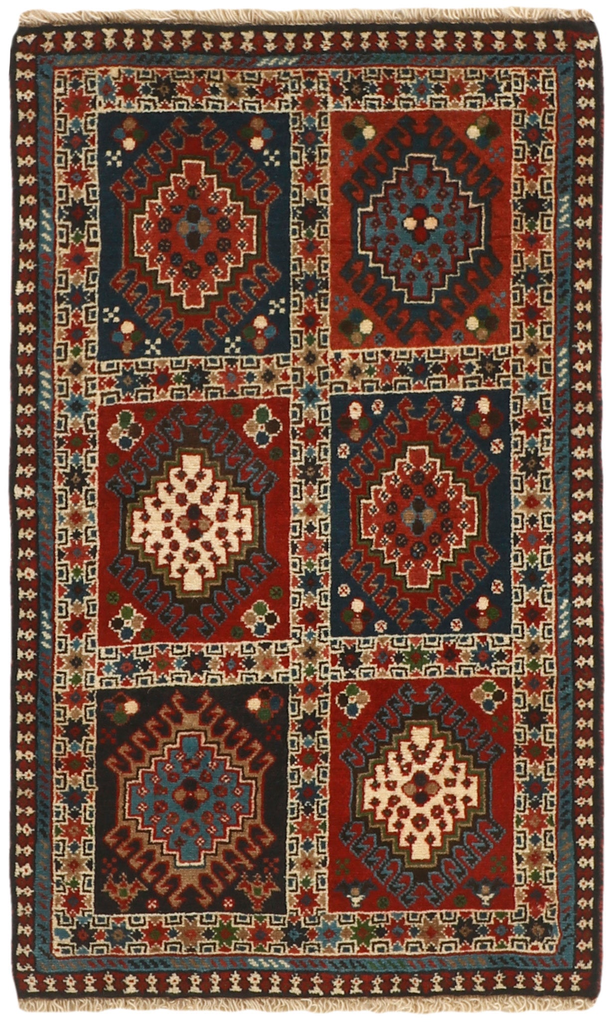 red authentic persian rug with a traditional design