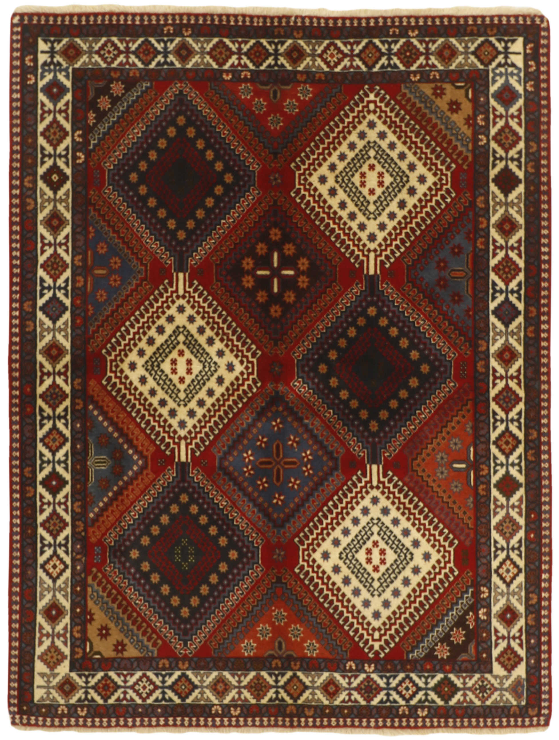 red authentic persian rug with a traditional design