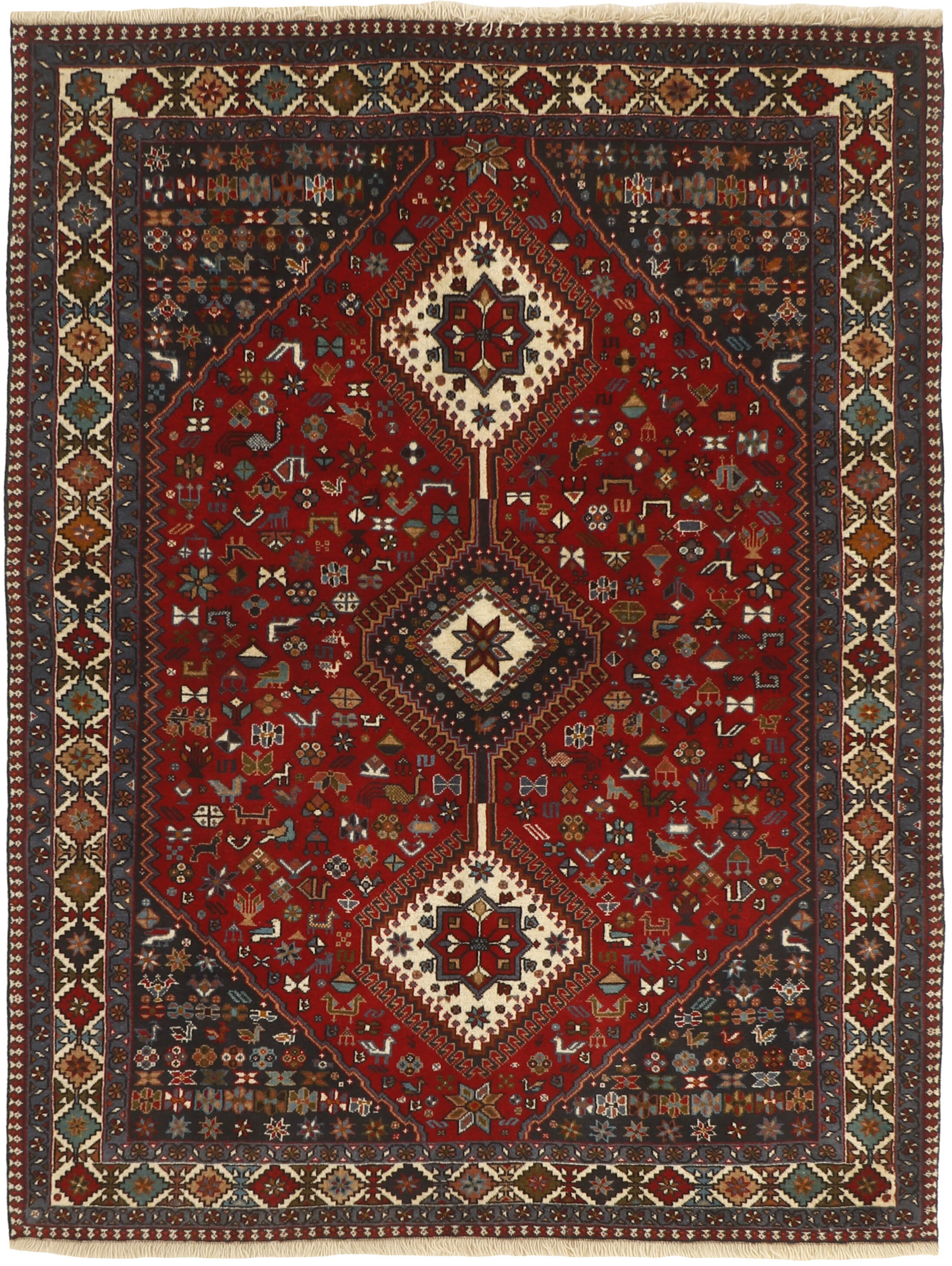 red authentic persian rug with a traditional design
