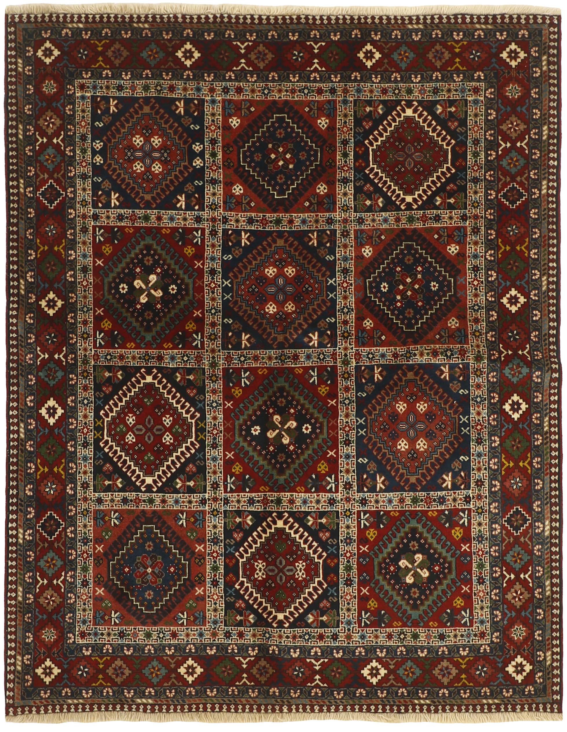 red authentic persian rug with a traditional design