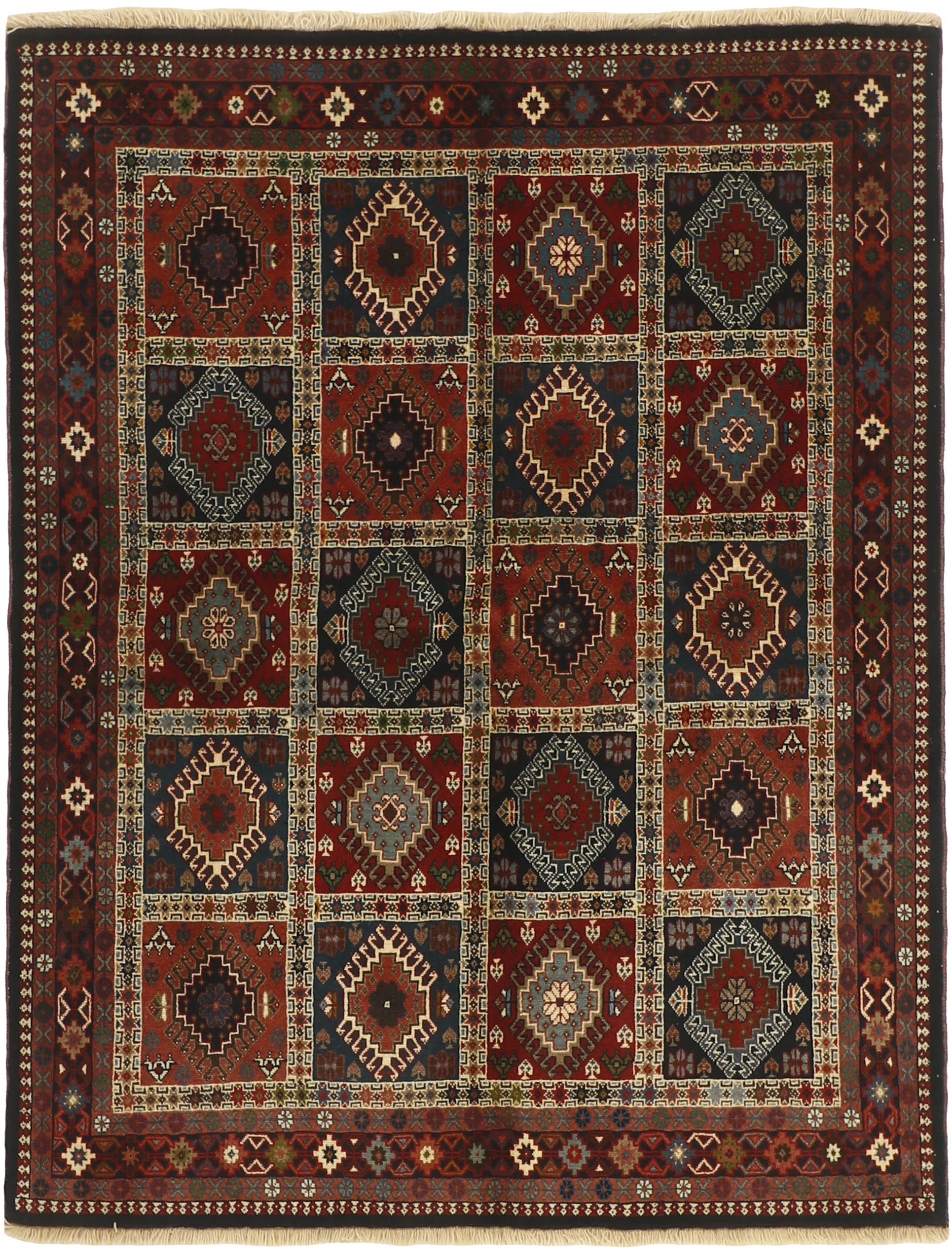 red authentic persian rug with a traditional design