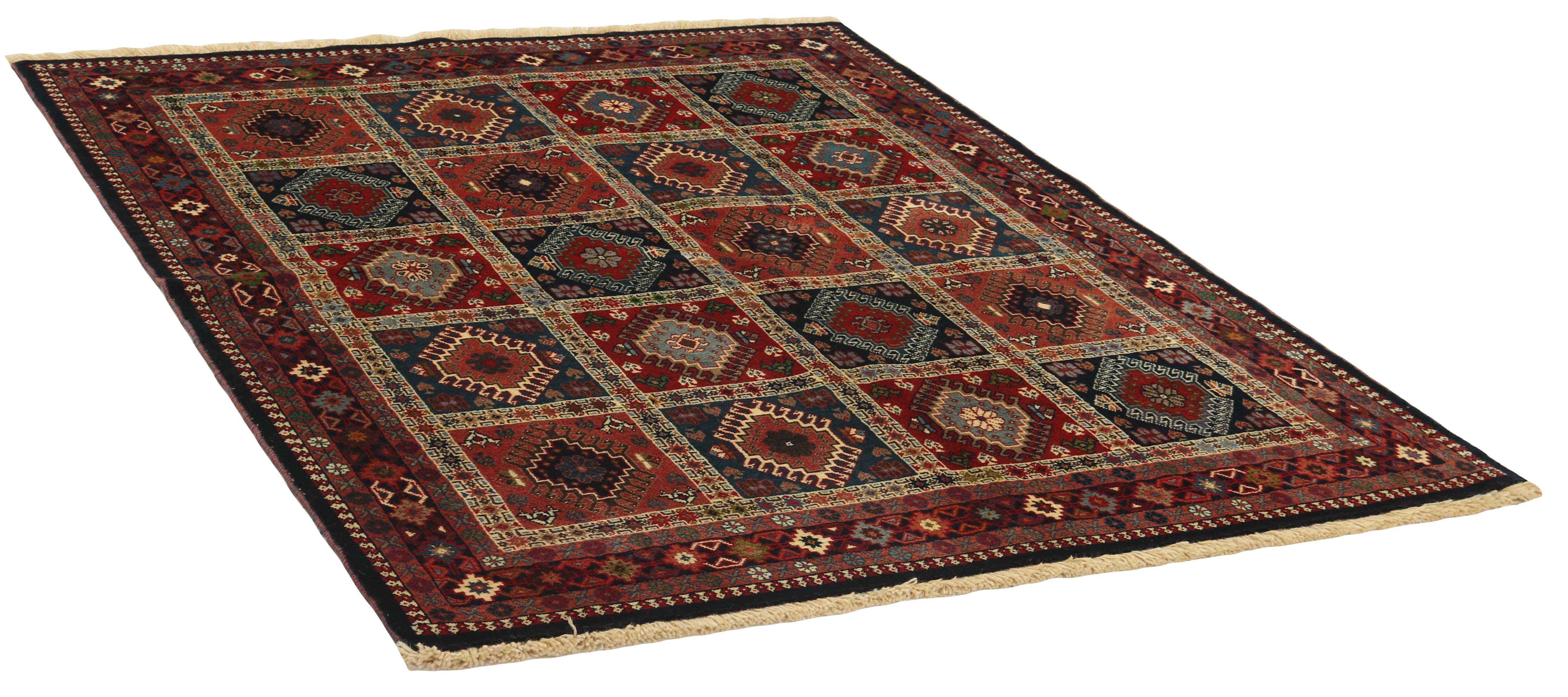 red authentic persian rug with a traditional design