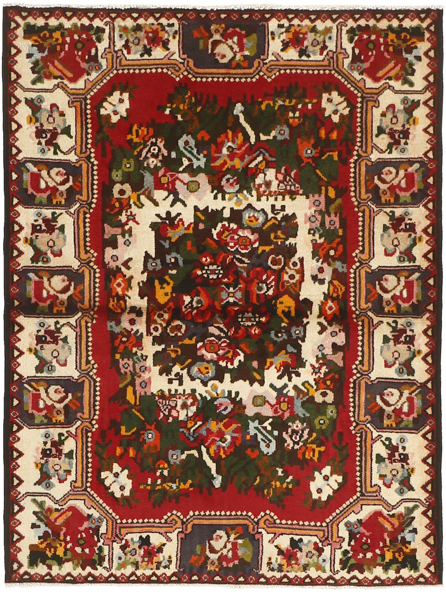 Authentic persian rug with traditional pattern in red