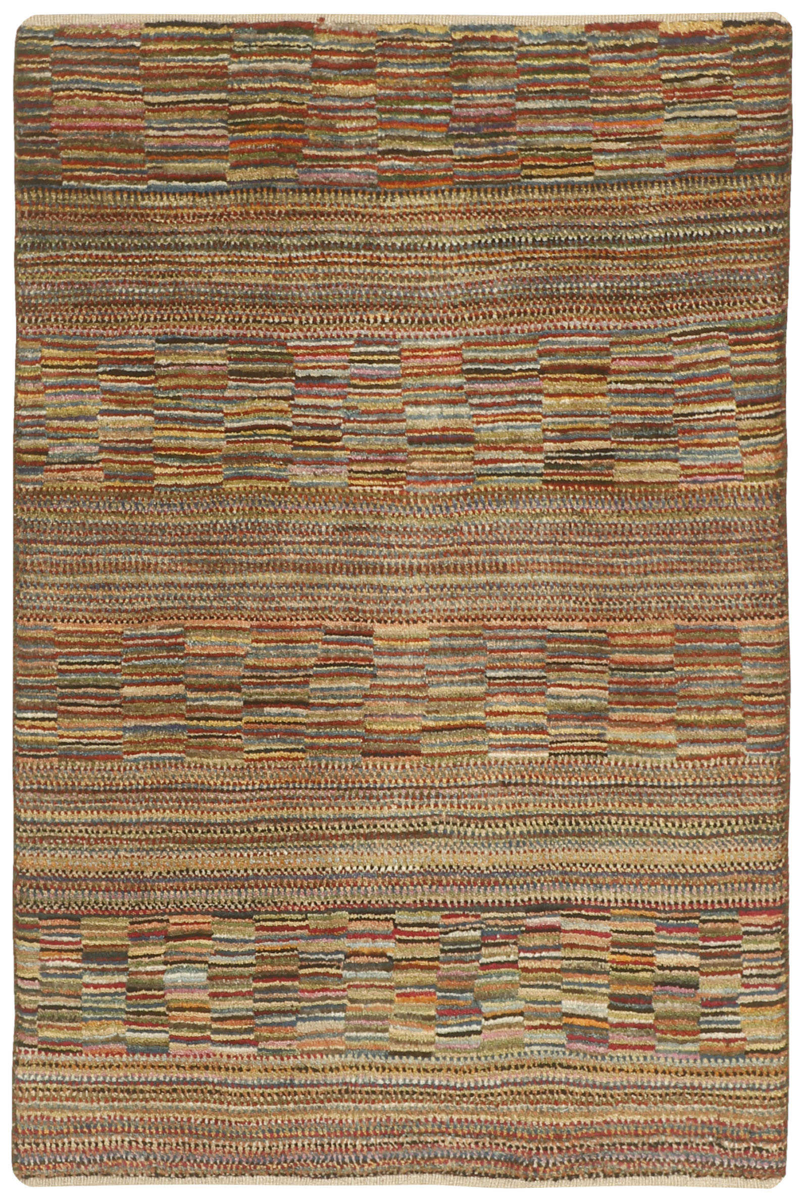 Authentic Persian wool rug with a multicolour geometric design