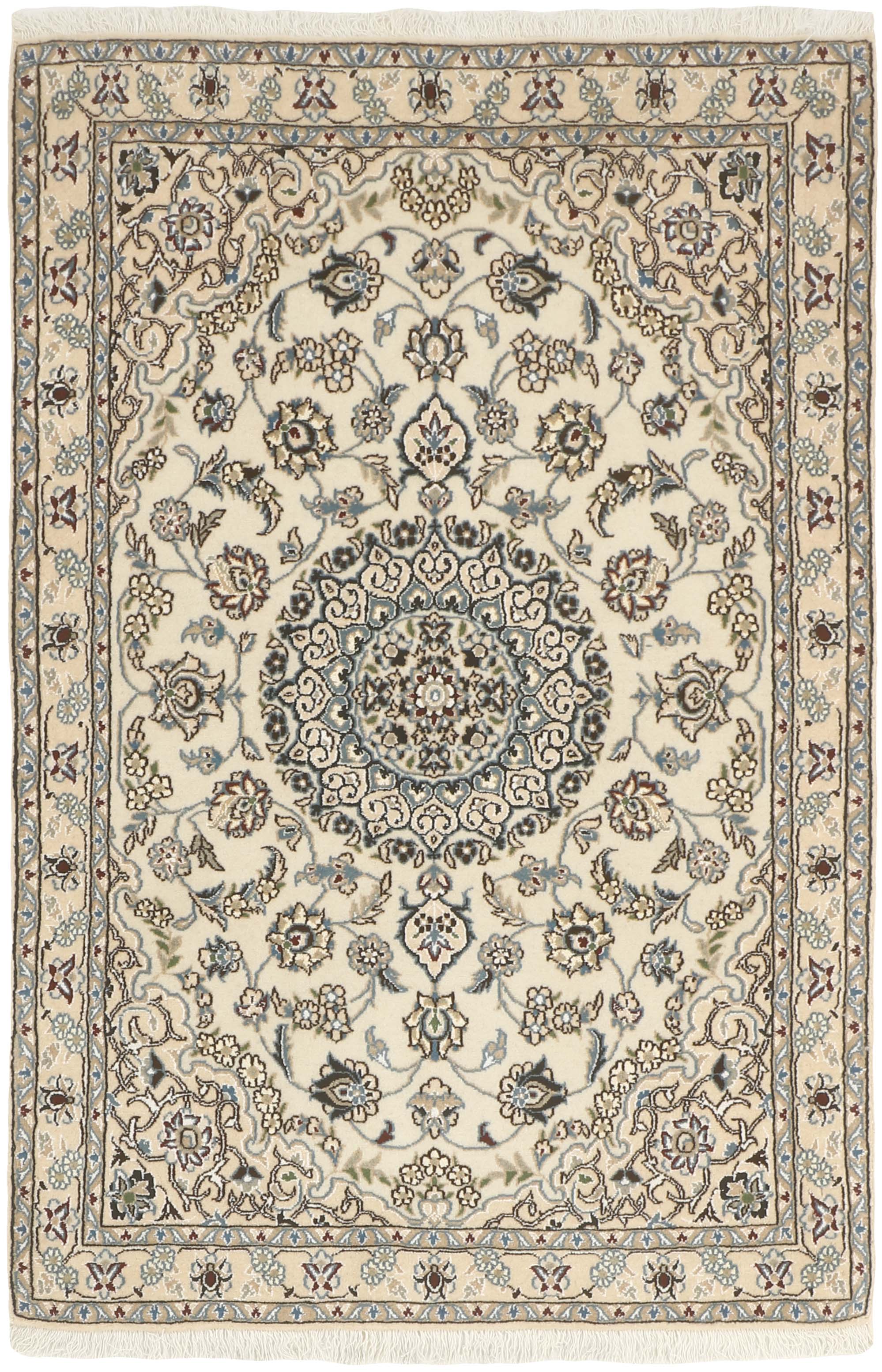 Authentic oriental rug with traditional floral design in beige
